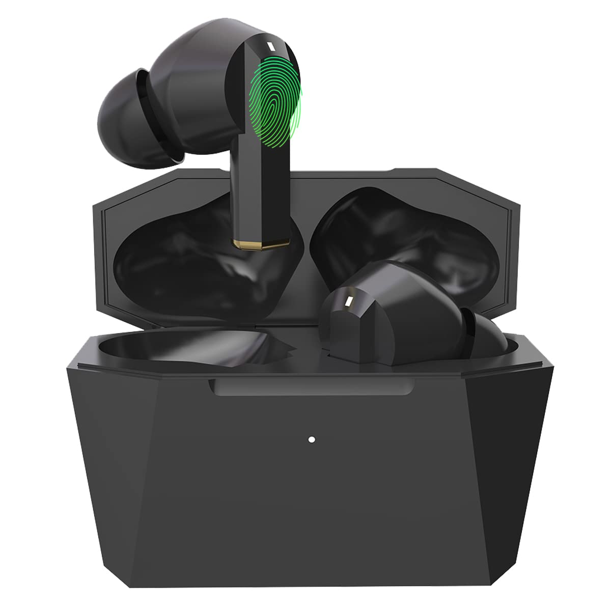 Bluetooth 5.0 Wireless Earbuds with Active Noise Cancelling, Touch Control & Built-in Mic | 320mAh Type-C Charging Case | True Wireless Headphones (Black) - Perfect for Gym, Commuting & Work Calls