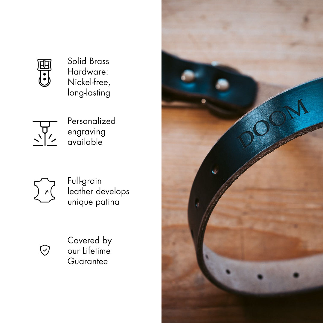 Premium Genuine Leather Dog Collar - Adjustable & Durable Pet Collar for Small Medium Large Dogs - Perfect for Walking, Training & Outdoor Adventures