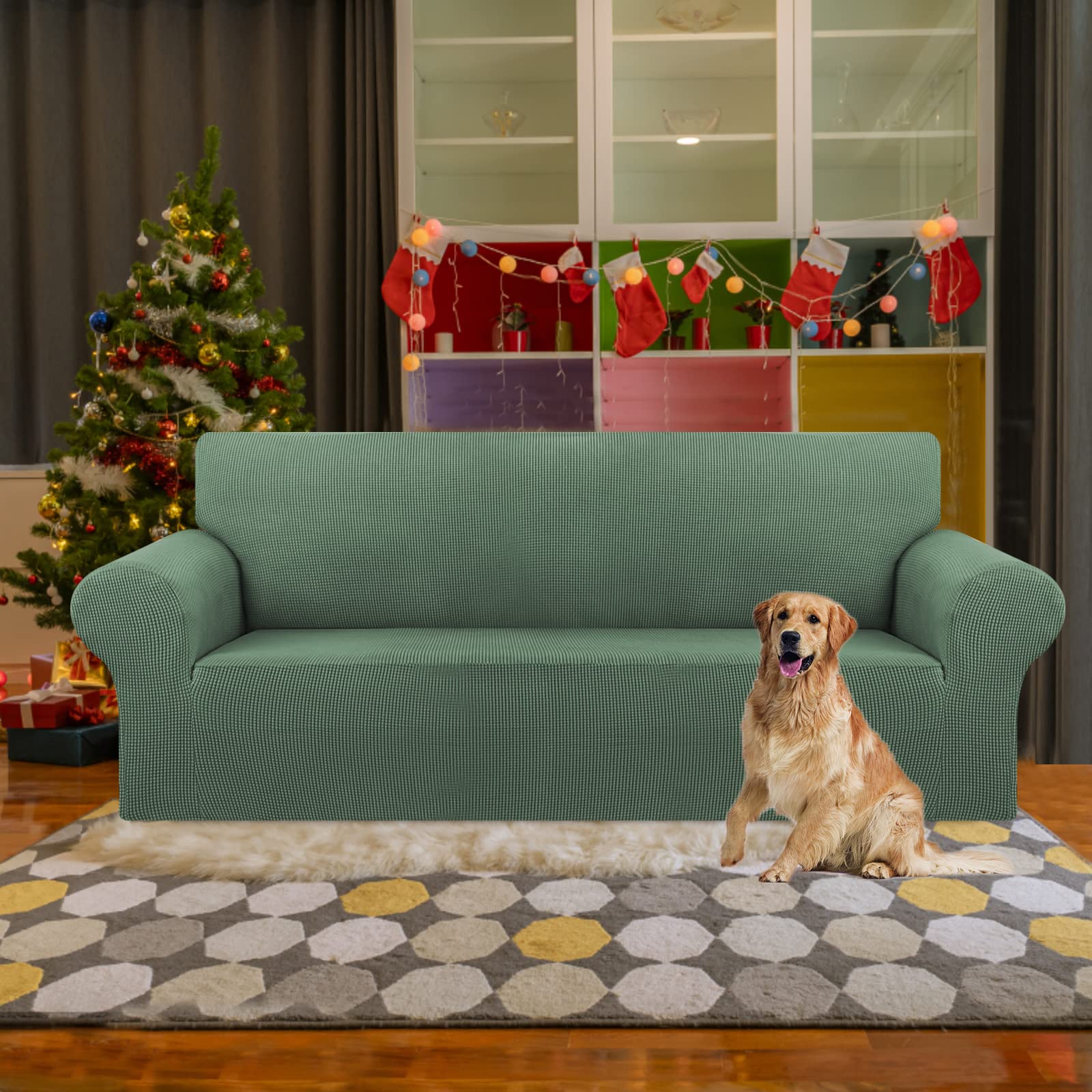 KEKUOU Stretch Sofa Cover Slipcover - 3 Cushion Couch Cover for 79