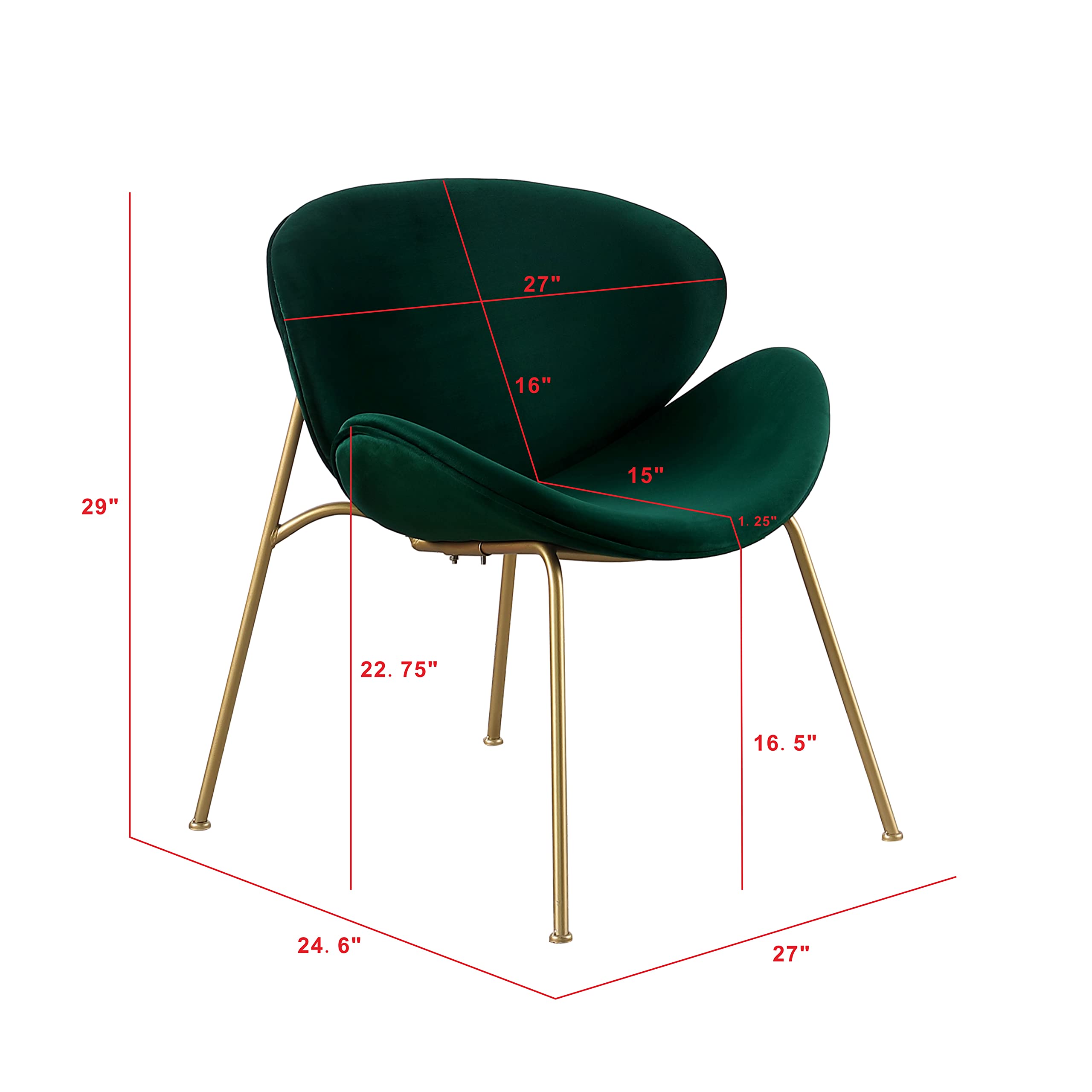 Luxury Velvet Dining Chairs Set of 2 - Modern Side Chairs with Golden Metal Legs & Curved Back - Elegant Vanity, Reading & Leisure Chairs for Bedroom, Living Room, Kitchen - Perfect for Dining, Home Office & Lounge Areas