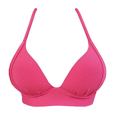 Sexy Pink Brazilian Halter Bikini Top for Women - High-Quality Solid Color Swimwear for Beach, Pool & Summer Vacations
