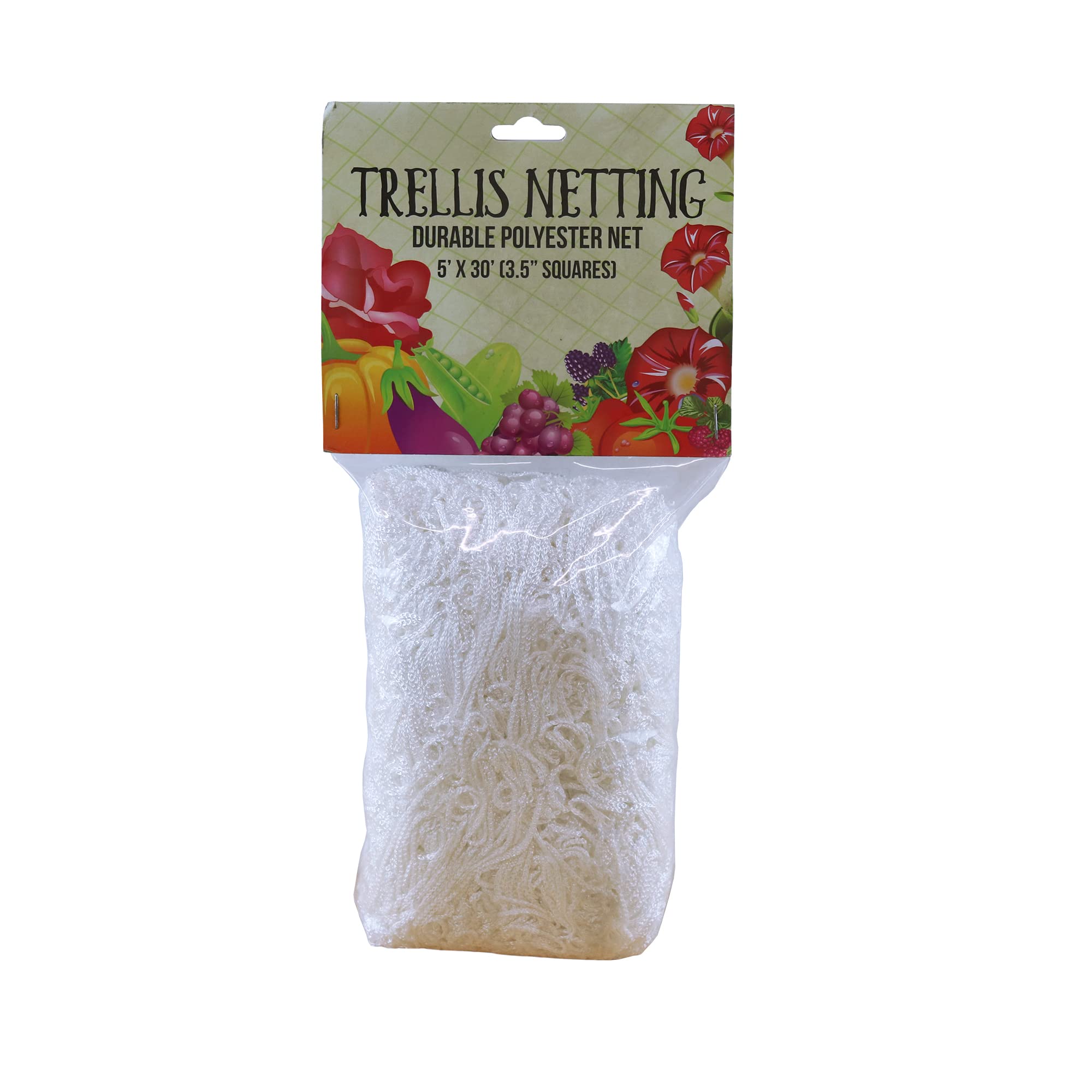 5 ft x 350 ft White Trellis Netting for Plants - Garden Support Mesh for Tomatoes, Grapes, Cucumbers & Vegetables - Durable Raised Bed Plant Net Roll with 6'' Square Openings - Perfect for Vertical Gardening, Vine Support & Backyard Farming