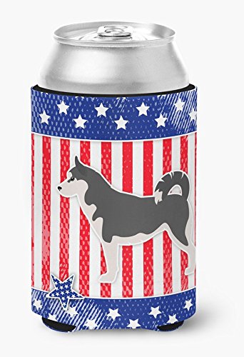 CoolCookware USA Patriotic Siberian Husky Can & Bottle Insulator - Keep Drinks Cold for BBQs, Picnics & Tailgating