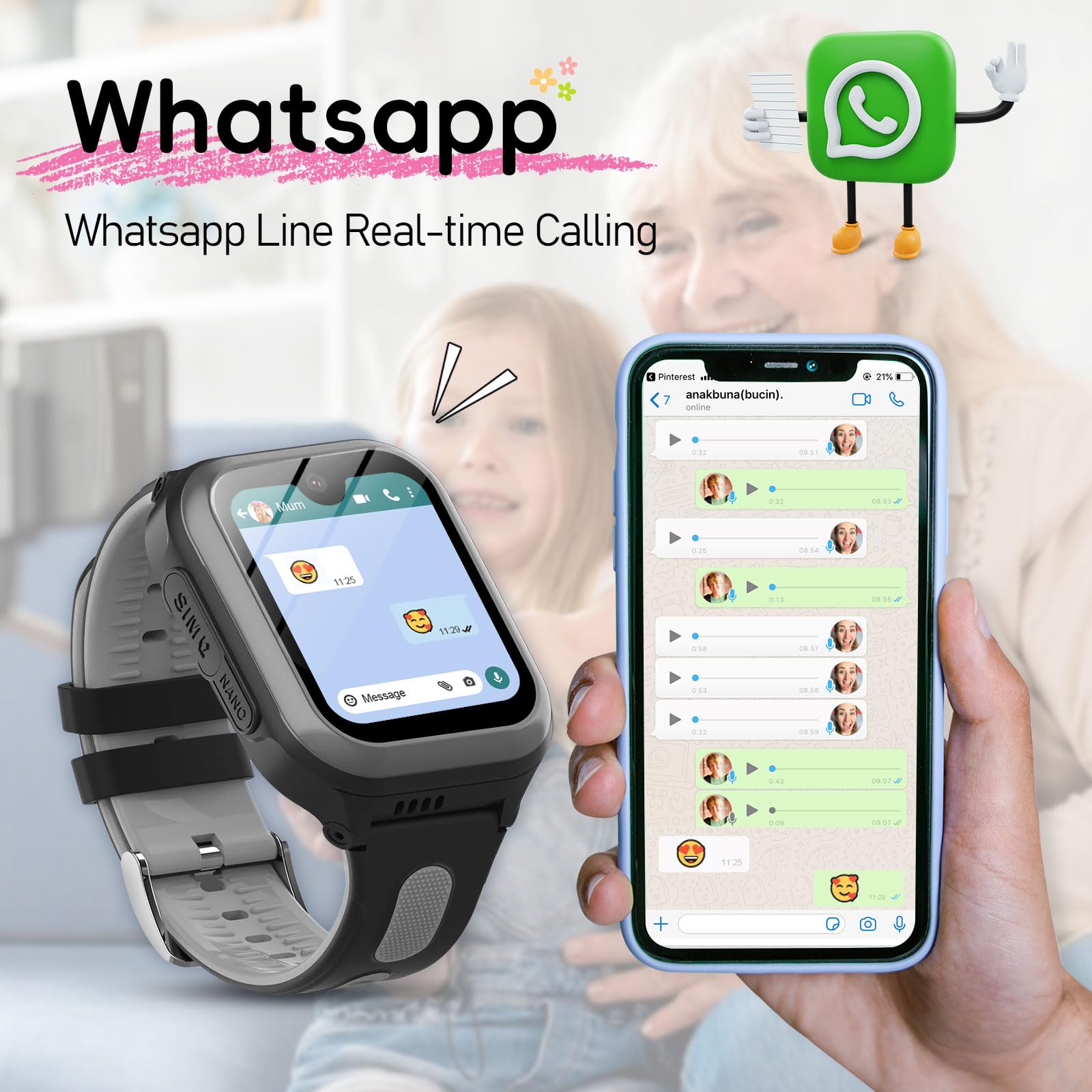 Kids Smart Watch with GPS Tracker, Video Calling, Pedometer & SOS - 4G/WiFi, AMOLED Screen for Boys & Girls - Perfect for School, Outdoor Play & Safety Tracking