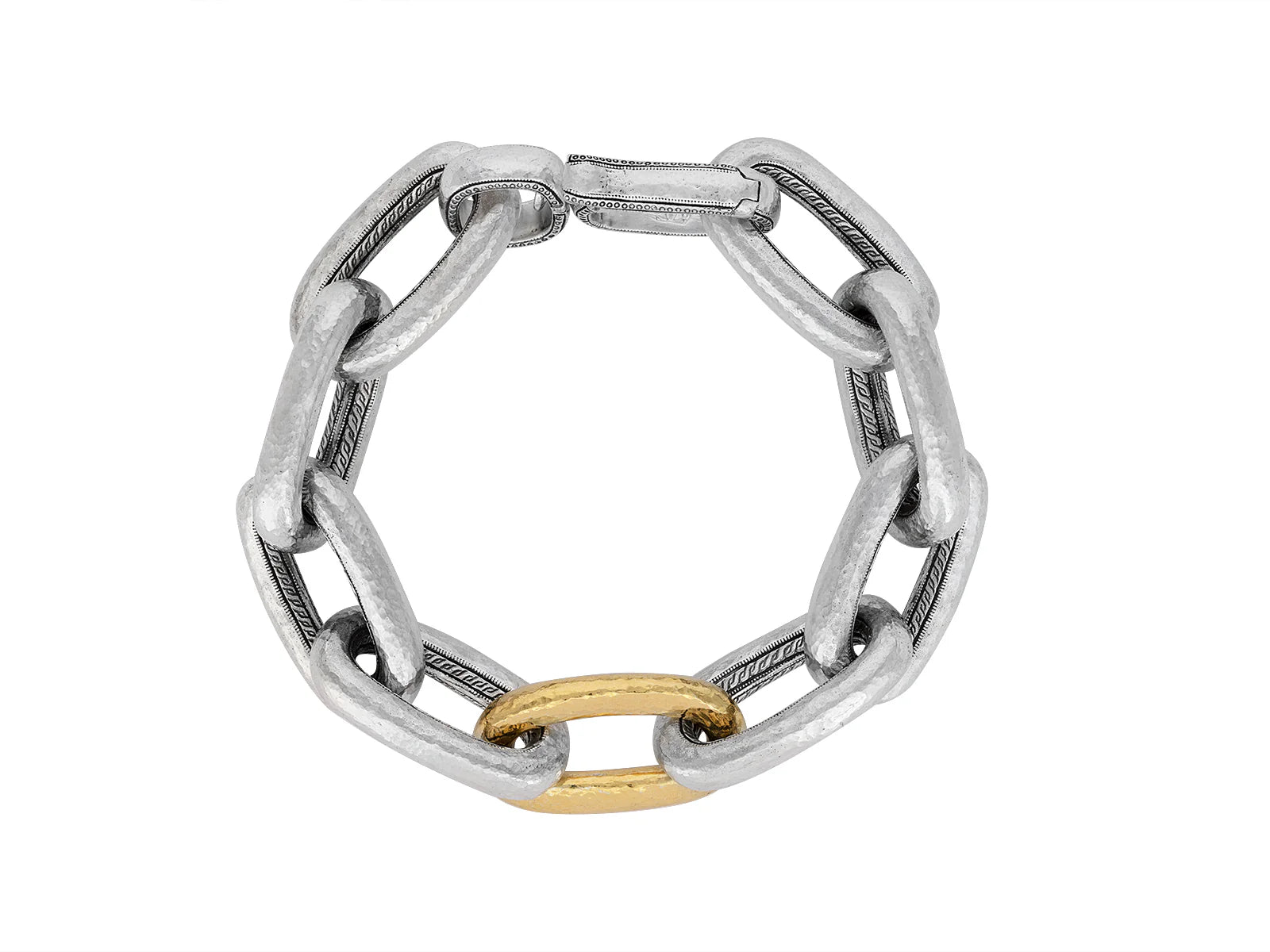 Gurhan Sterling Silver Bracelet with 14K Gold Link - Elegant Stackable Jewelry for Women, Perfect for Everyday Wear & Special Occasions