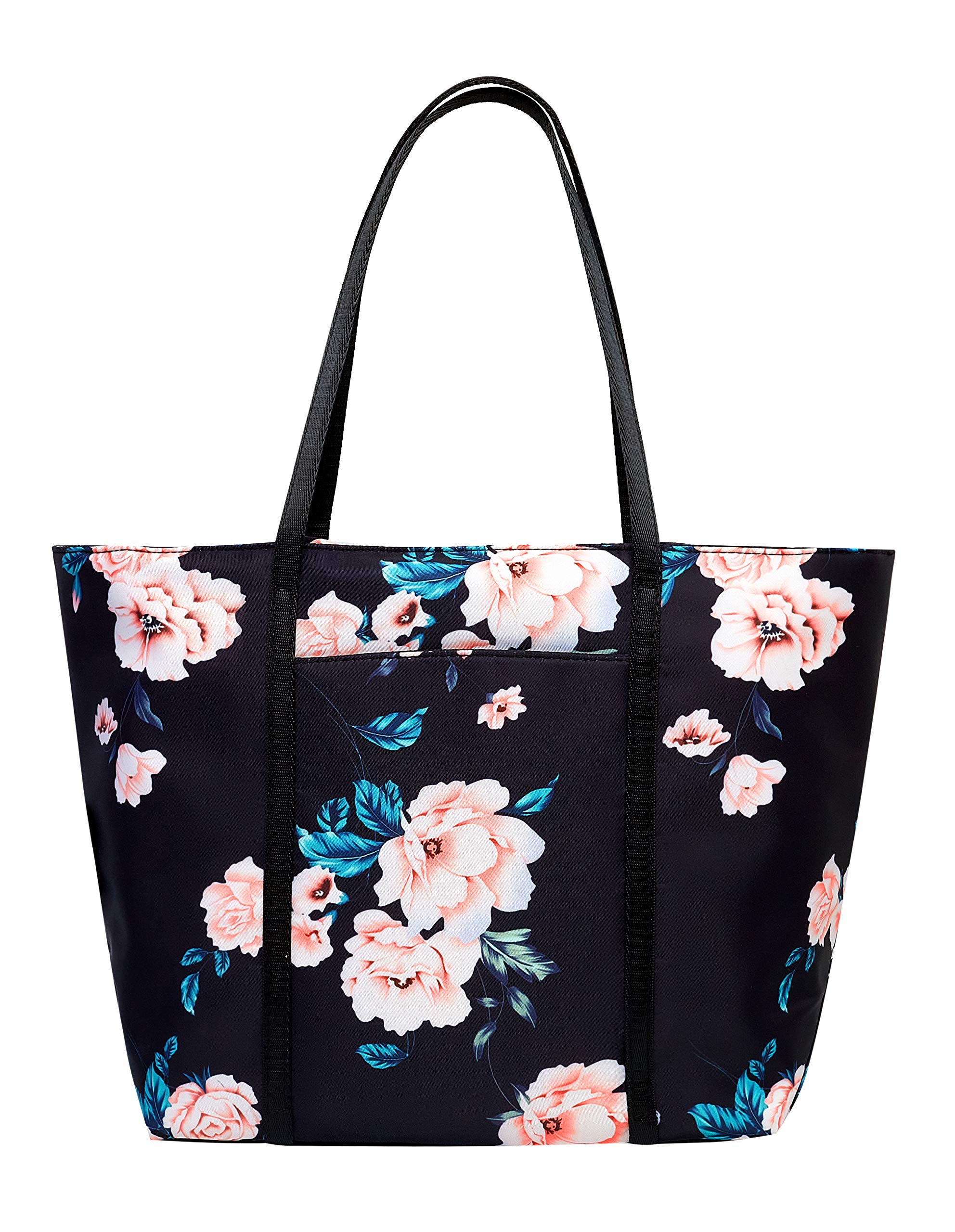 Chrysansmile Large Tote Bag for Women - Waterproof Nylon Work Shoulder Bag, Stylish Flower Print Beach Bag & Everyday Purse - Perfect for Office, Travel, Shopping & Beach Outings