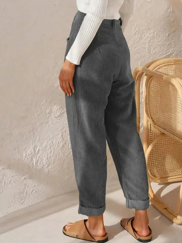 Women's Corduroy Loose Fit Straight Leg Pants - Comfortable Casual Trousers for Everyday Wear, Work & Fall Fashion