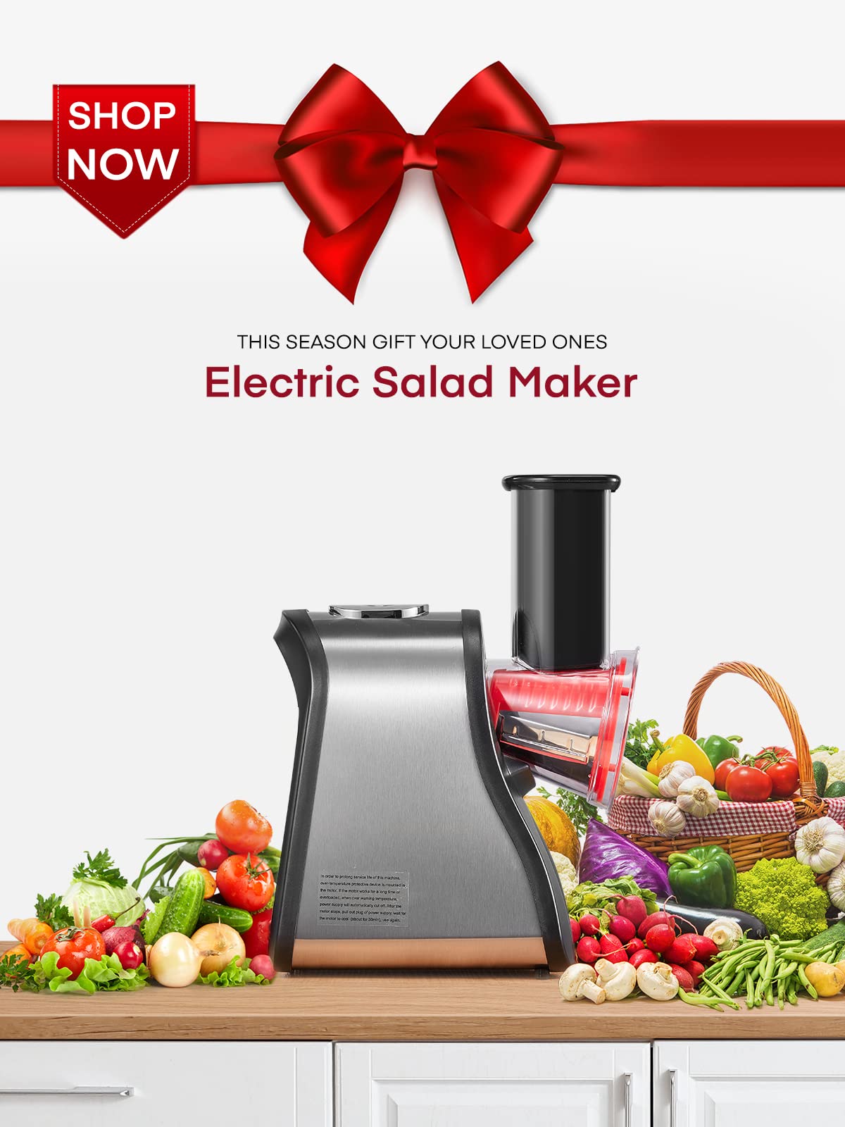 150W Electric Cheese Grater & Vegetable Shredder - 4 Interchangeable Cones for Cheese, Carrots, Cucumbers | Multi-Purpose Salad Maker & Food Processor for Kitchen, Party, Meal Prep