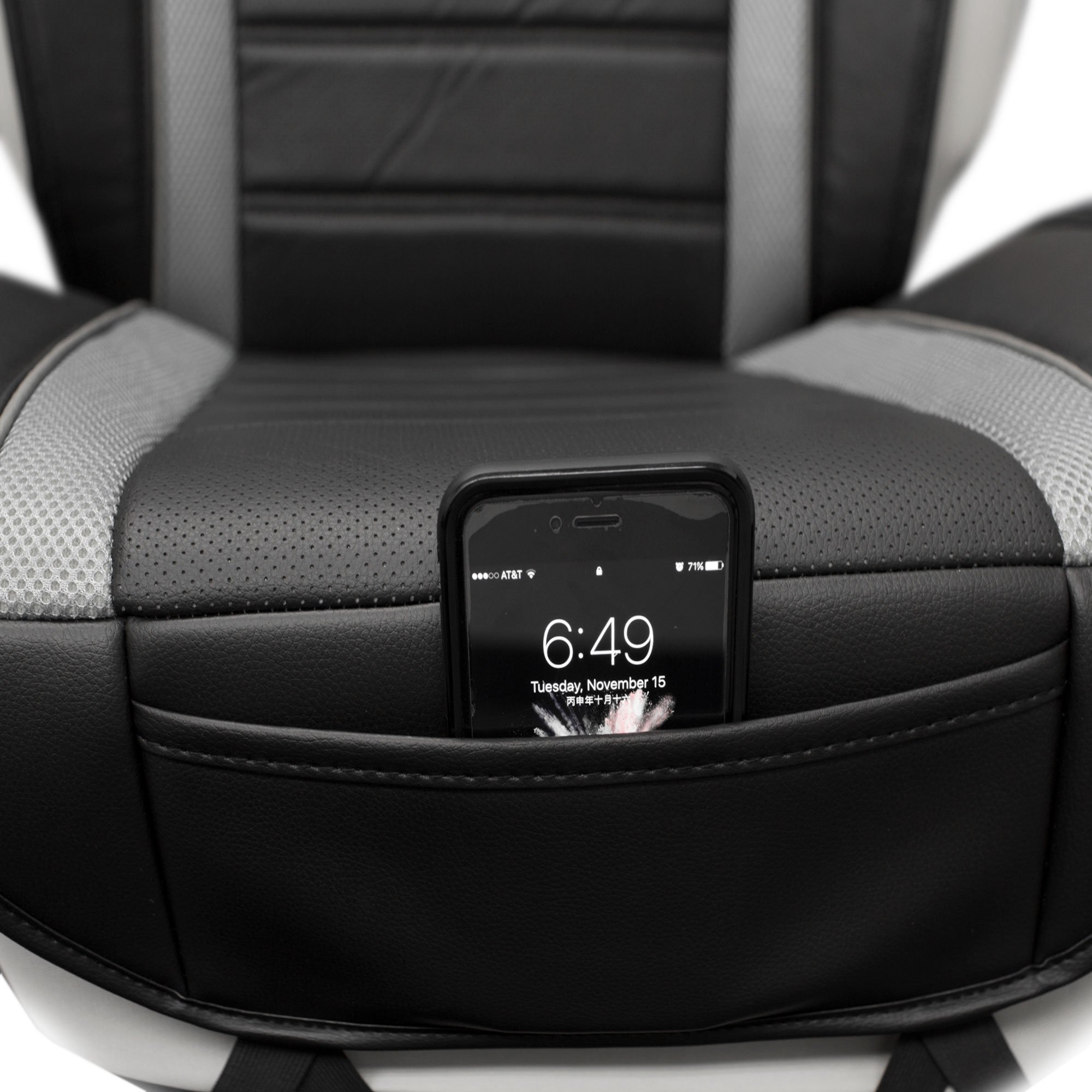 TLH NeoBlend Leatherette Seat Cushions - Universal Fit for Cars, Trucks & SUVs - Gray Black Color - Premium Comfort for Commuting, Road Trips & Long Drives