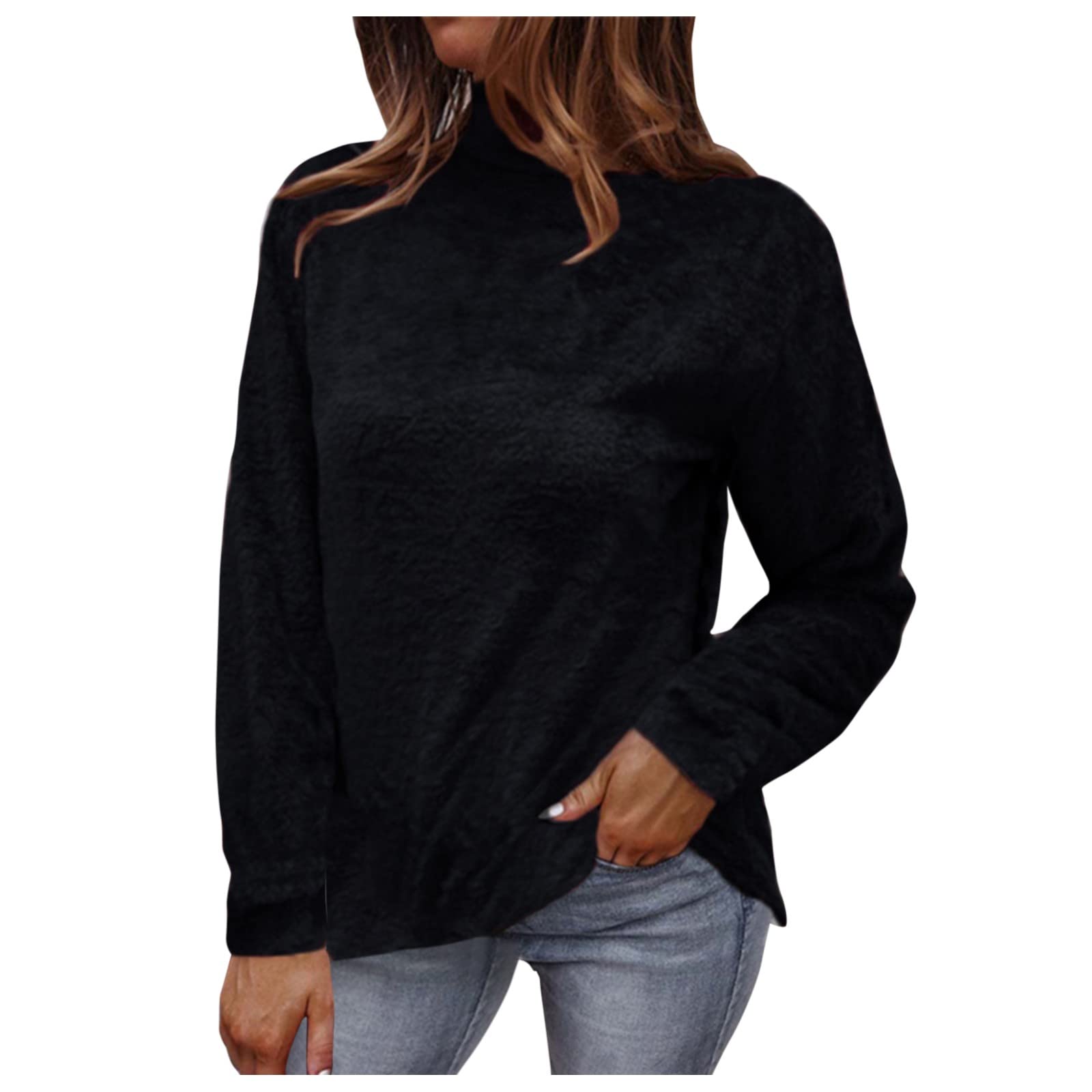 Women's Slim Fit Mock Neck Long Sleeve Jersey T-Shirt Pullover Tunic Top - Casual Wear for Work, Lounge & Everyday Outfits