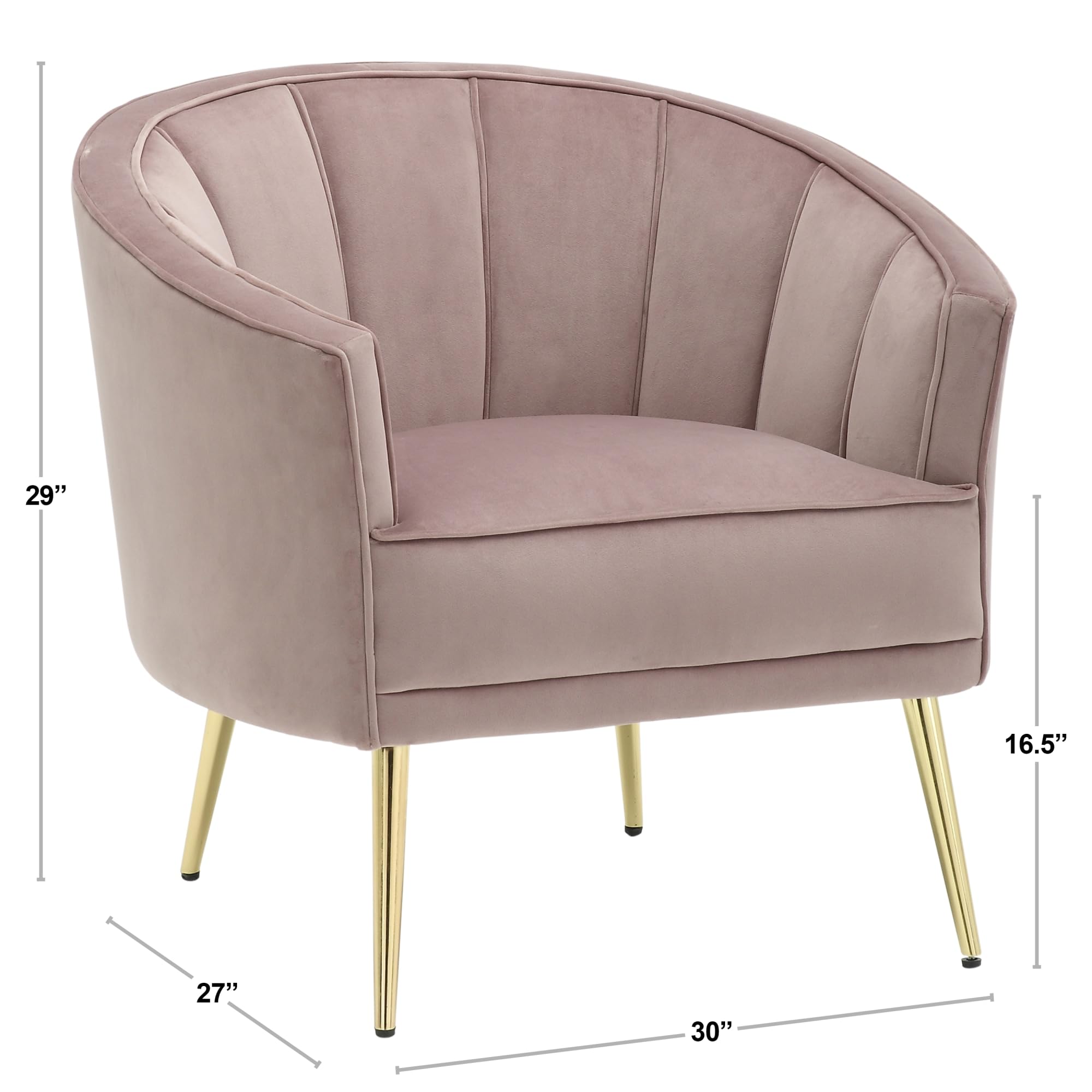 LumiSource Tania Pleated Waves Velvet Accent Chair - Gold Modern Armchair for Living Room & Bedroom - Comfortable Contemporary Lounge Chair for Home Decor, Reading Nook, or Office Space