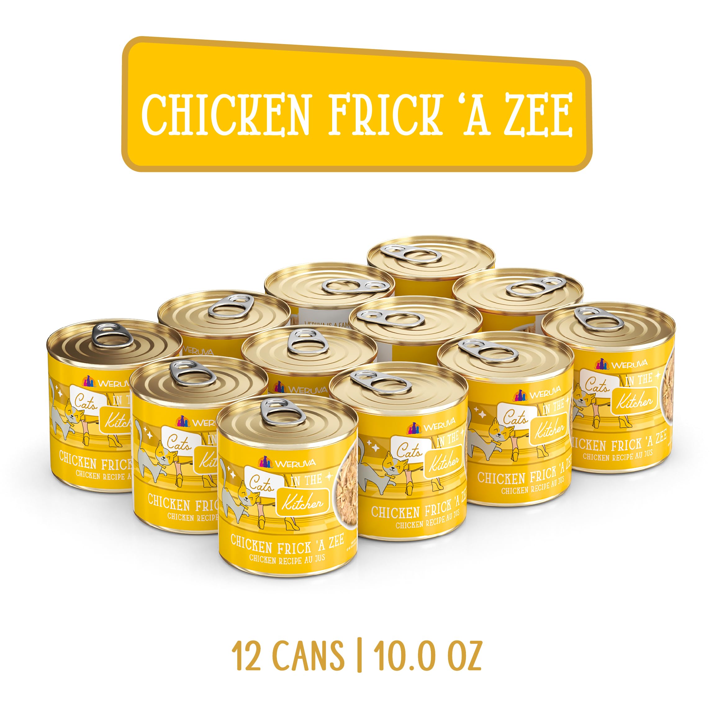 Weruva Cats in The Kitchen Chicken Frick 'A Zee Wet Cat Food - Grain-Free, Natural Chicken Recipe in Gravy, 10oz Cans (Pack of 12) - Perfect for Adult Cats' Daily Meals & Special Treats