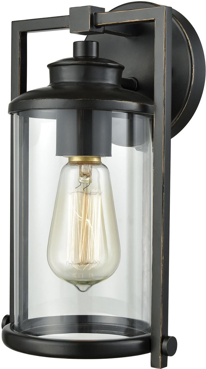 11H Frampton 1 Light Outdoor Wall Sconce in Aged Bronze with Clear Glass - Perfect for Porch, Patio, and Entryway Lighting