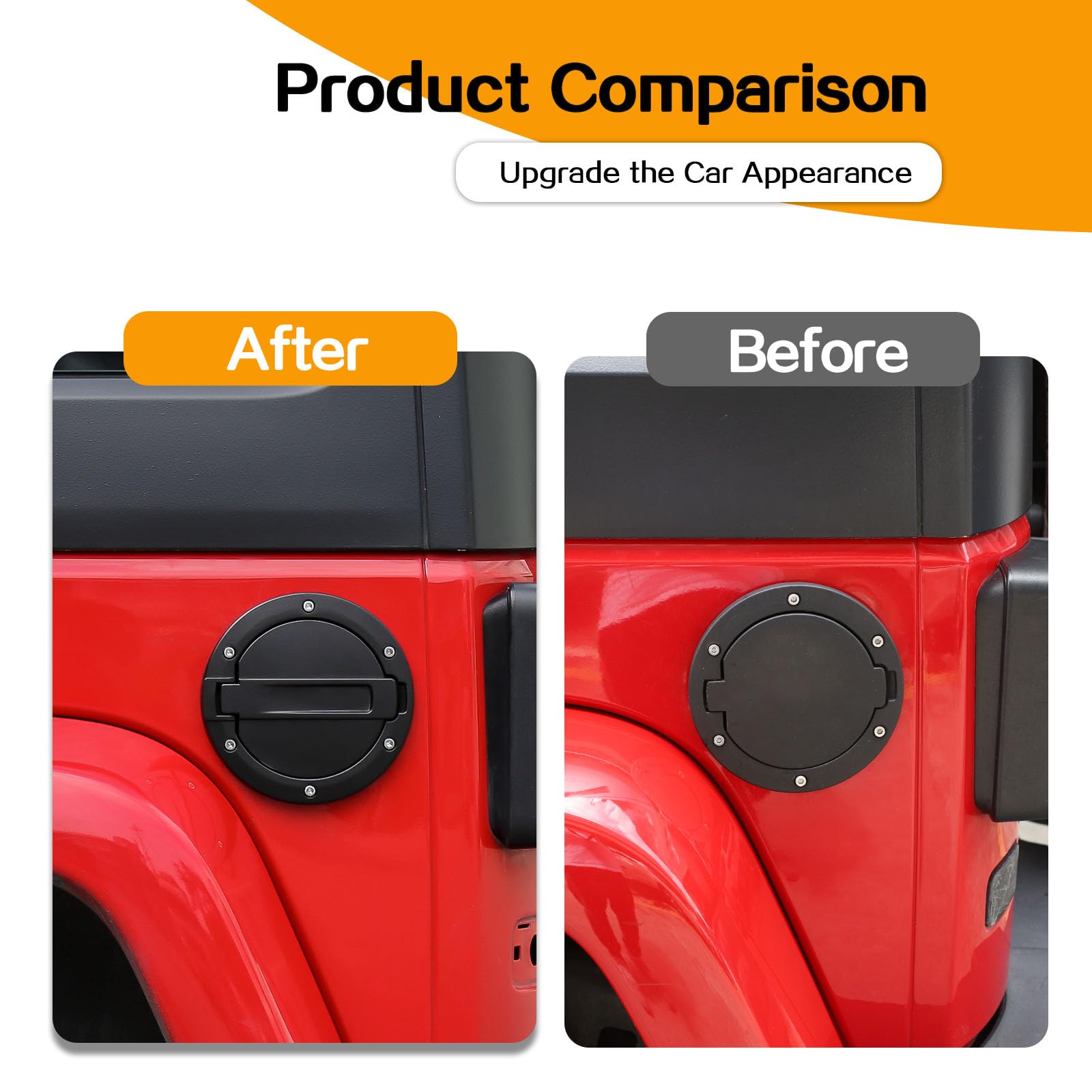 JeCar Aluminum Gas Cap Cover for Jeep Wrangler JK & Unlimited 2007-2017 - Fuel Filler Door Accessories for Sport, Rubicon, Sahara Models (No Logo) - Durable Exterior Upgrade for Off-Road & Daily Driving
