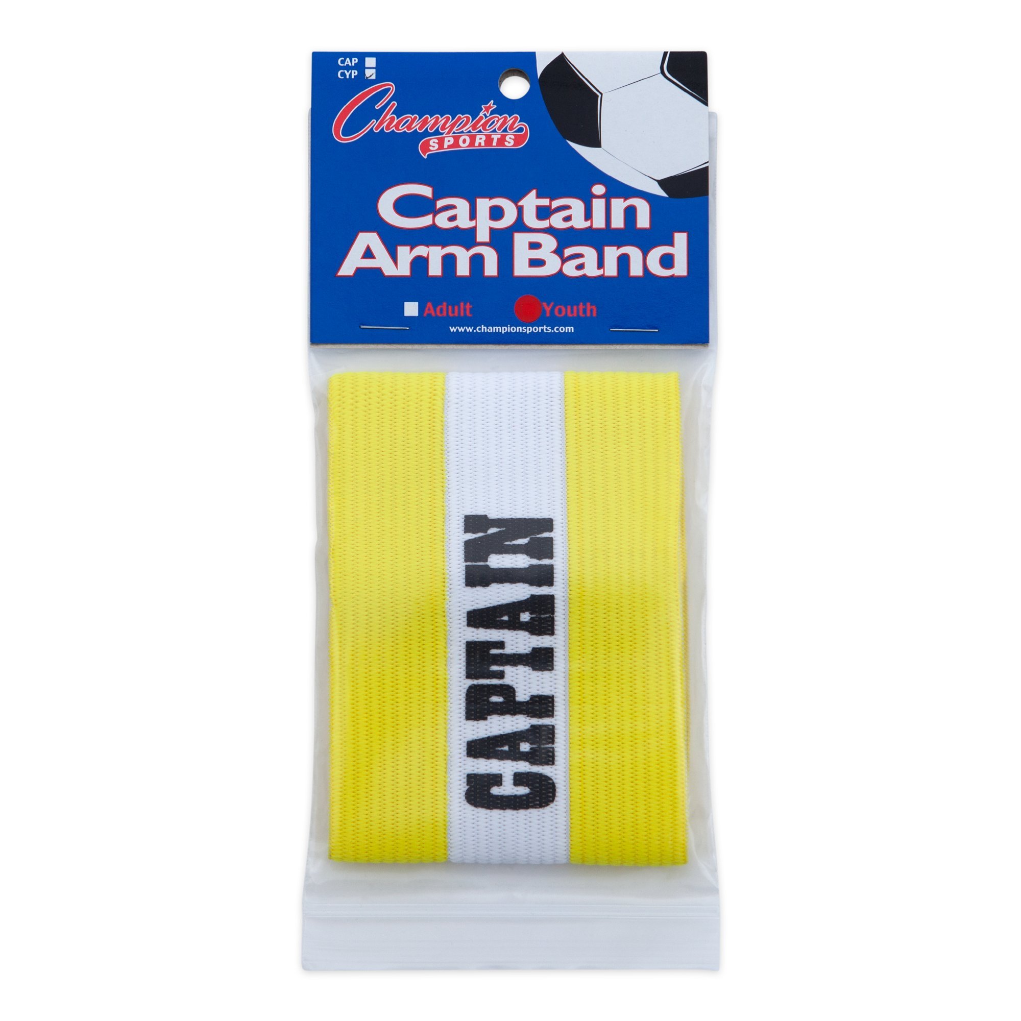 Champion Sports Youth Captain's Arm Band - Adjustable Soccer Referee Sleeve for Kids & Teens - Perfect for Football Matches, Training, and Team Leadership