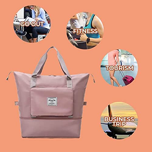 Large Capacity Foldable Travel Duffel Bag - Waterproof Lightweight Carry-On Luggage with Dry & Wet Separation for Gym, Sports, Camping & Weekend Trips (2PCS) - Perfect for Men & Women Travelers