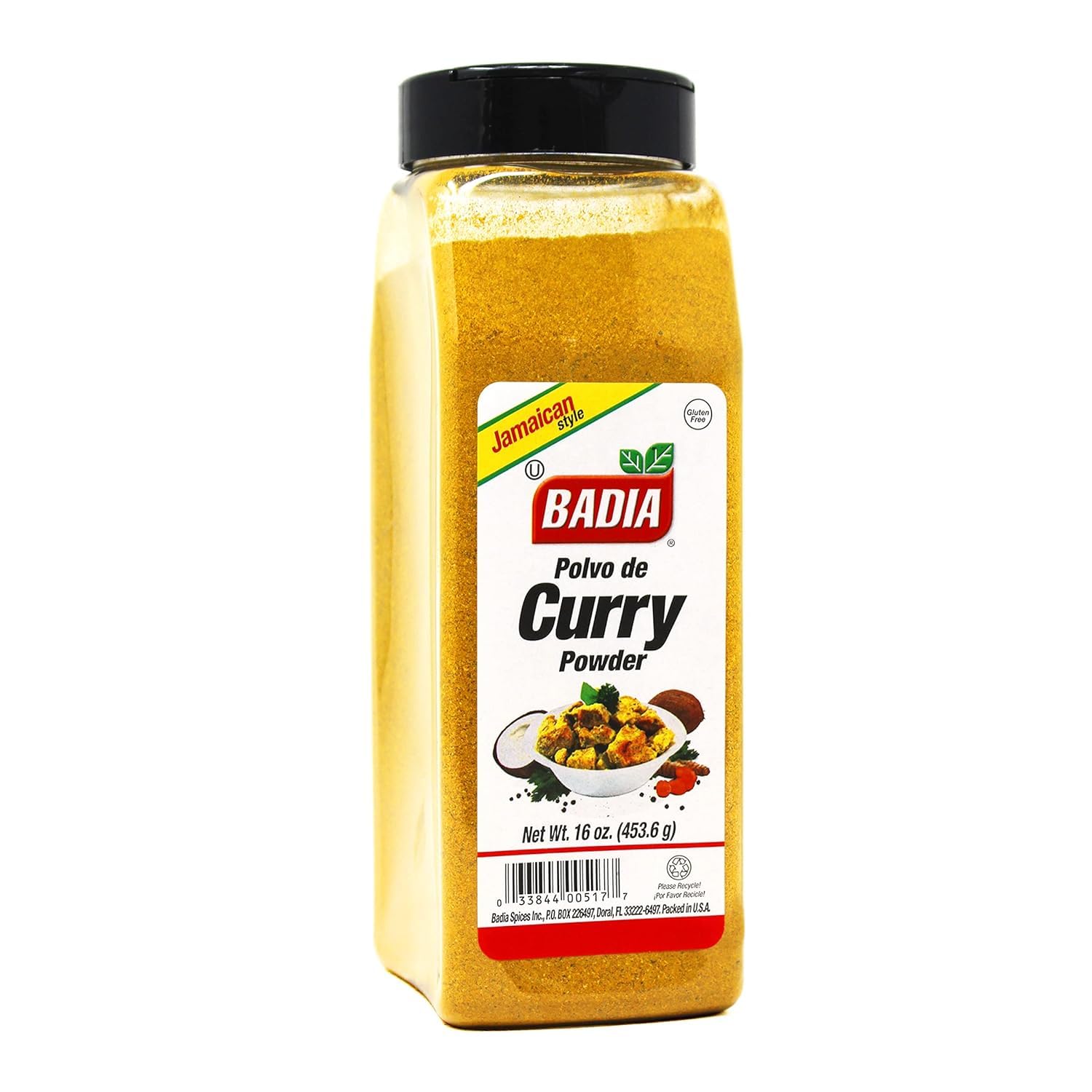 Badia Jamaican Style Curry Powder - 16 oz (454g) | Authentic Caribbean Spice Blend for Jerk Chicken, Curry Goat & Rice Dishes | Gluten-Free & Non-GMO Seasoning
