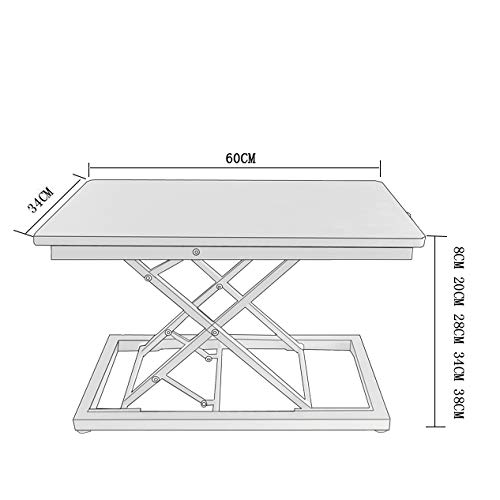 Adjustable Height Liftable Computer Desk - Foldable Standing Desk for Laptop & Notebook - Portable Mobile Workstation for Office & Home Study (White/Black, 60x34cm) - Perfect for Ergonomic Sitting & Standing Work Setup