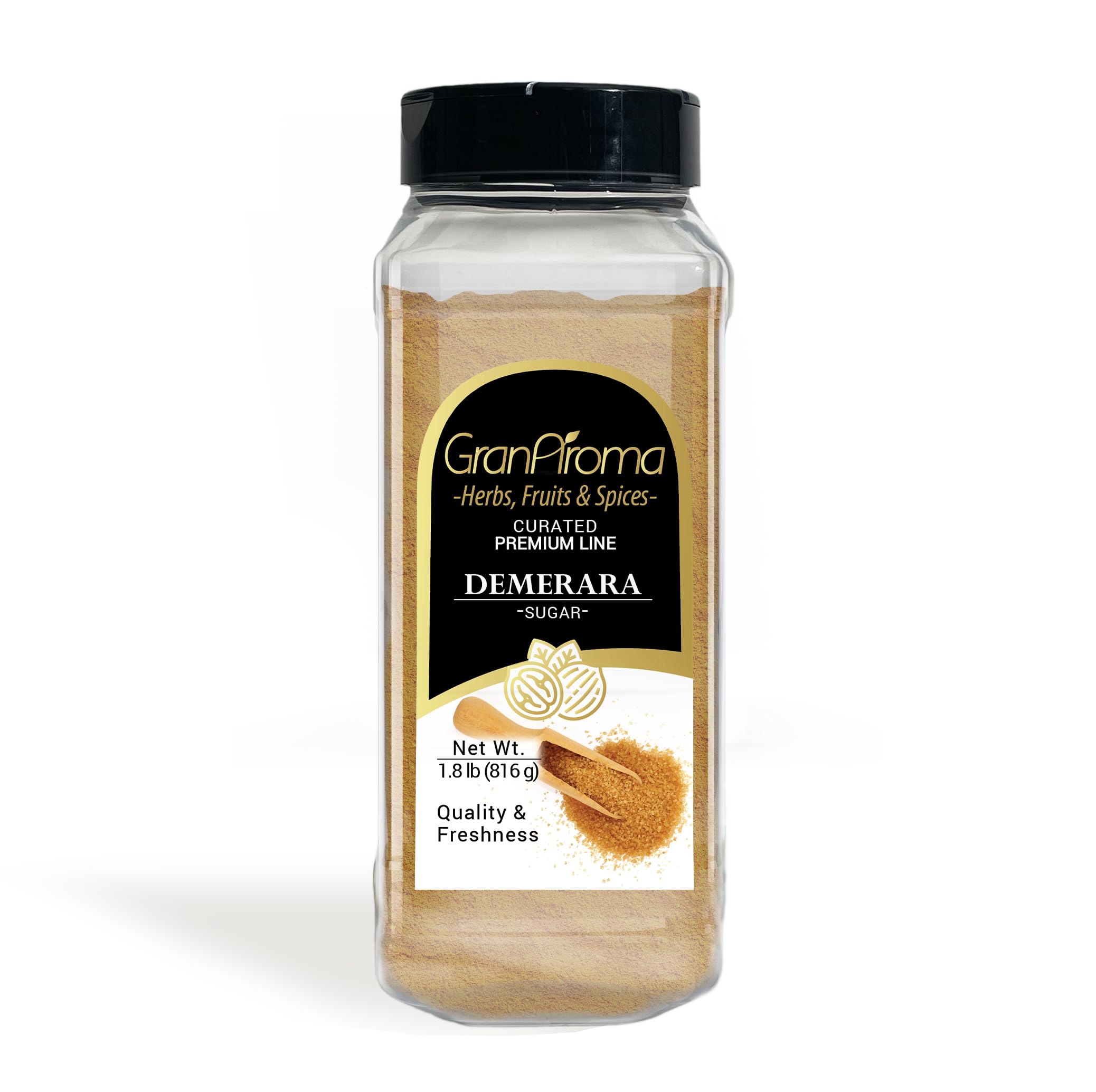 Organic Demerara Sugar 1.8 lb - Unrefined Raw Cane Sugar Crystals for Coffee, Tea, Baking & Cooking - Perfect for Sweetening Beverages, Desserts & Homemade Treats