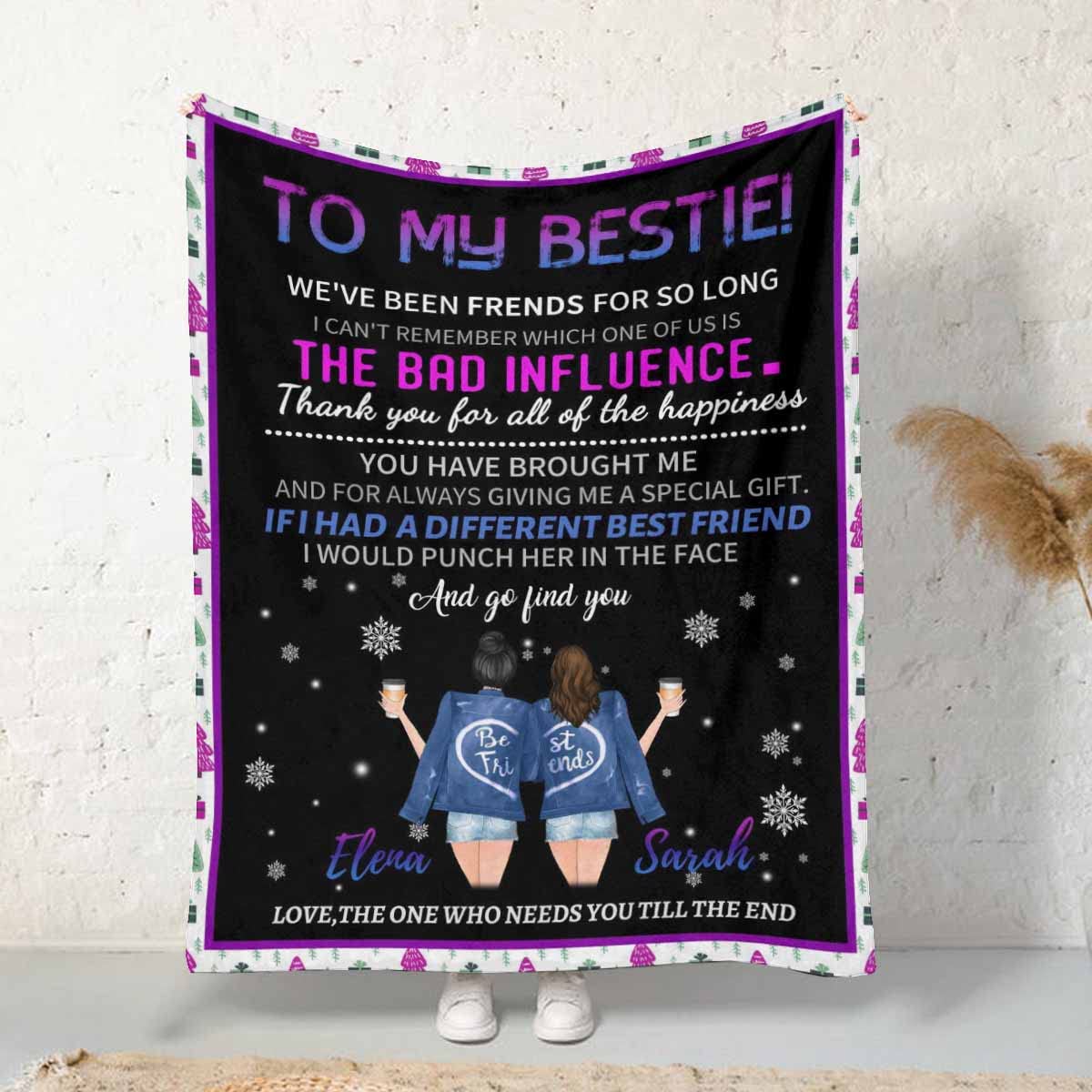 MyPupSocks Personalized Best Friend Blanket - Custom Snowflake Design, 30x40 Friendship Throw for Women & Girls, Perfect Birthday Gift for Cozy Nights & Winter Evenings
