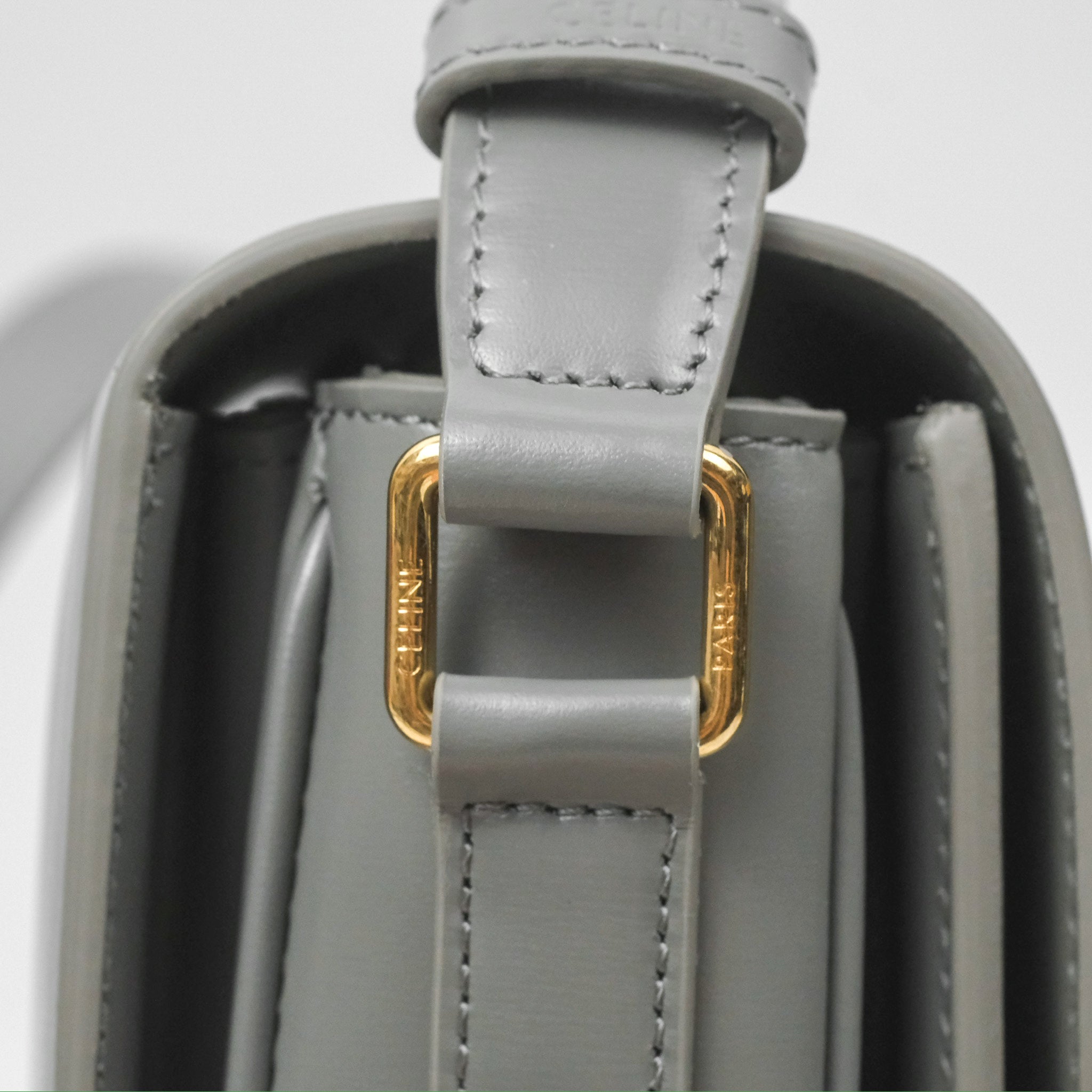 Celine Medium Triomphe Bag in Zinc Shiny Calfskin Leather - Luxury Designer Handbag for Women, Perfect for Work, Evening Events & Everyday Use
