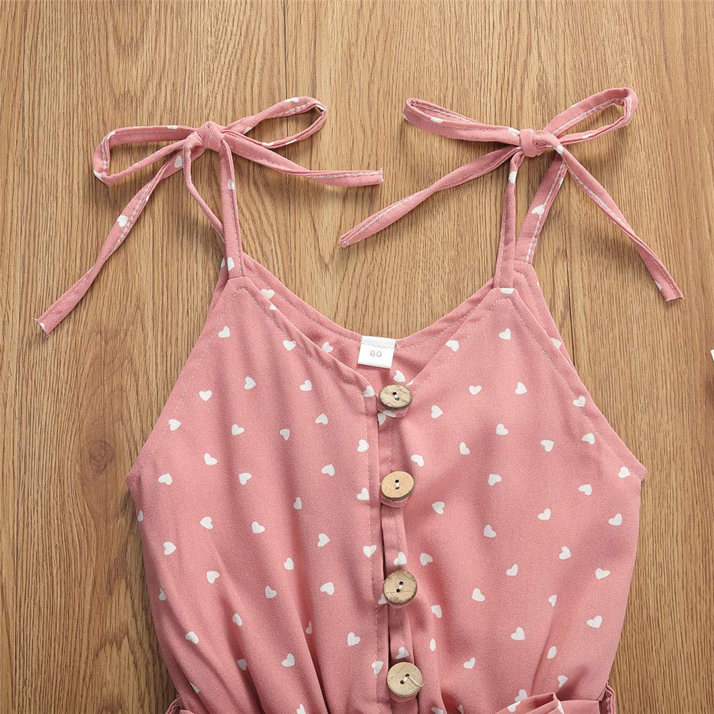 Toddler Baby Girl Heart Print Suspender Romper Jumpsuit - Cute Summer Outfit for Girls 1-3 Years | Perfect for Holidays, Playdates & Photo Shoots