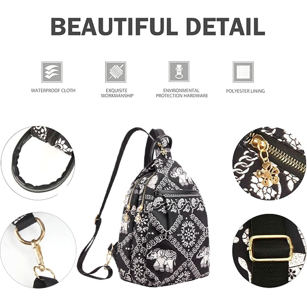 Eshow Women's Anti-Theft Nylon Backpack - Stylish Crossbody Shoulder Bag & Multifunctional Daypack for Travel, Work & School | Fashionable Chest Rucksack for Ladies & Girls