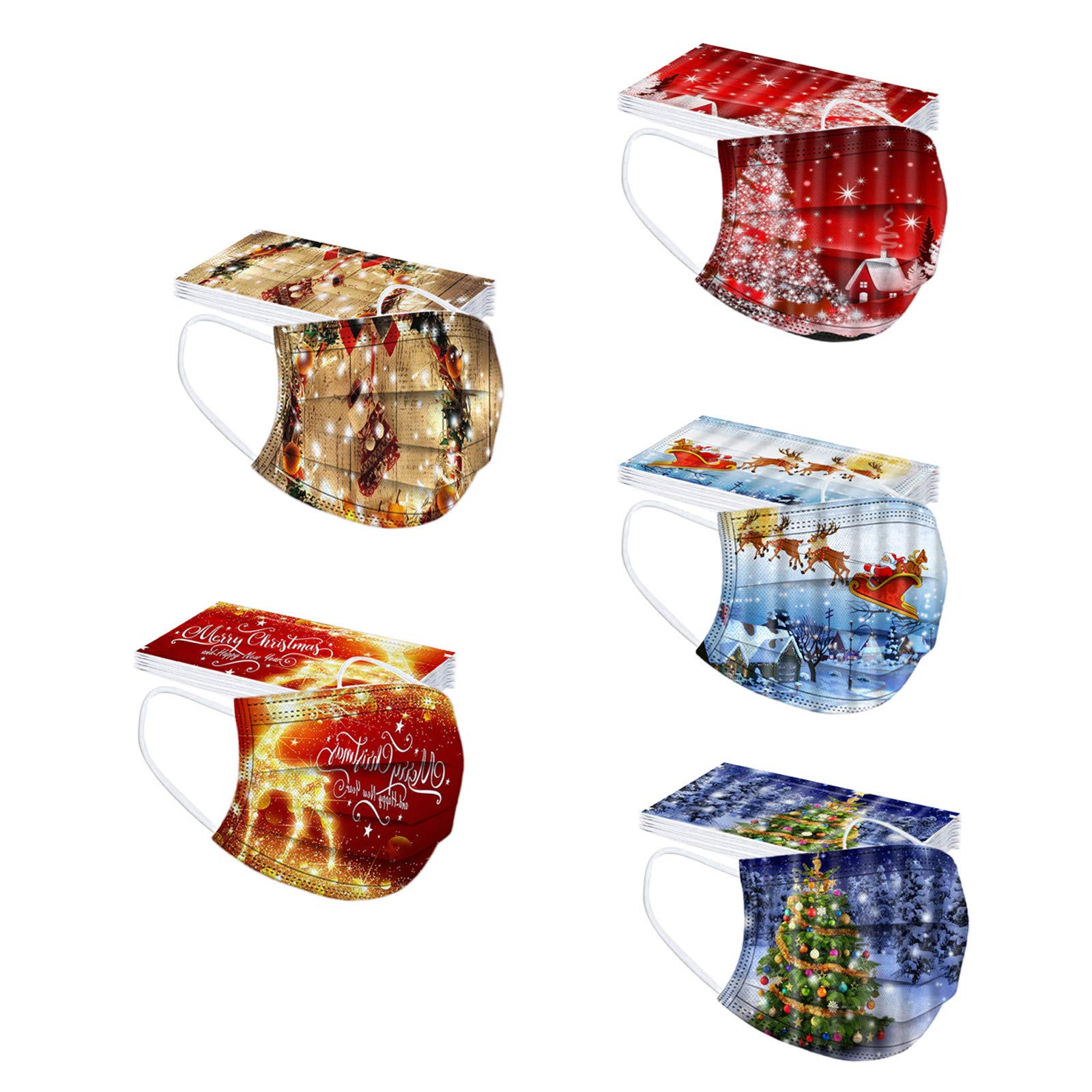 50Pcs Christmas Face Masks for Adults - 3-Ply Disposable Santa Design Holiday Face Coverings for Women & Men | Perfect for Xmas Parties, Gift Exchanges & Festive Gatherings