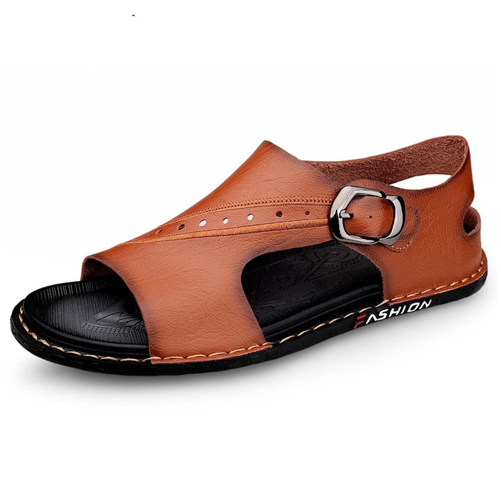 Men's Summer Sandals - Classic Walking Slippers for Outdoor & Beach | Lightweight Comfortable Casual Slides | Breathable Brown Beach Shoes Size 41 | Perfect for Vacation, Poolside, and Everyday Wear