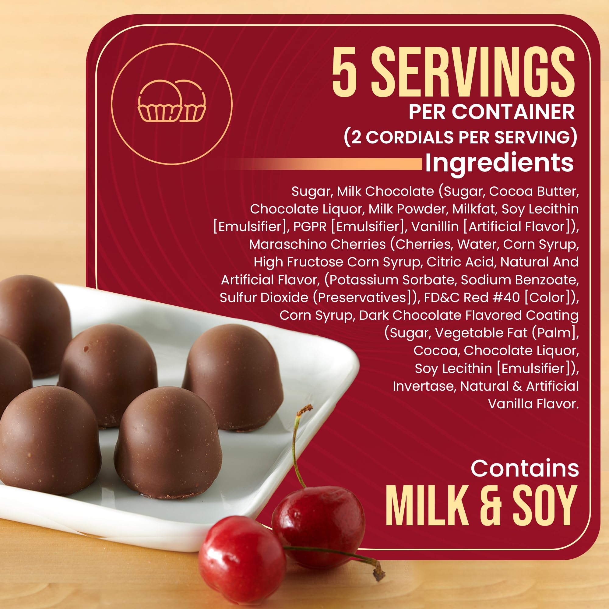 Queen Anne Milk Chocolate Covered Cordial Cherries - 6.6 oz Gift Box (10 Pieces) | Whole Cherry with Sweet Creamy Fruity Flavor | Perfect for Holidays, Gifts & Dessert Platters
