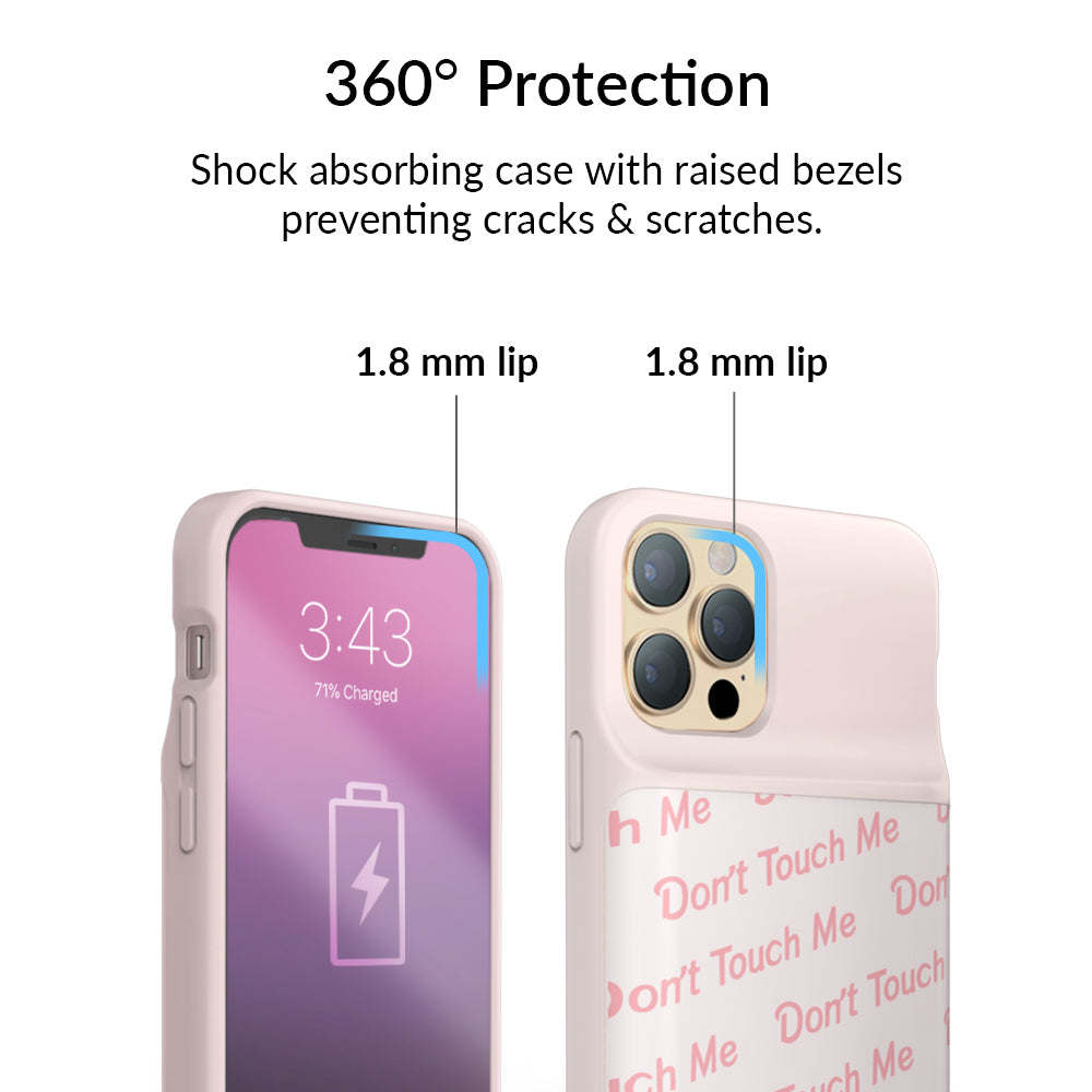 Don't Touch Me iPhone Charging Case - Shockproof Protective Cover with Built-in Battery for iPhone [Model] | Perfect for Travel, Outdoor Activities & Daily Use