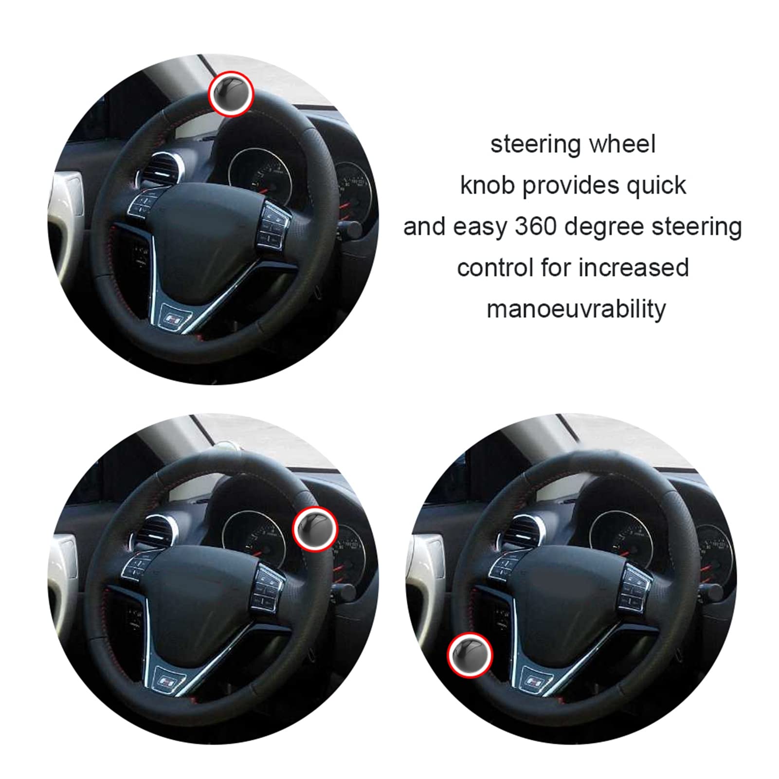 Universal Steering Wheel Knob Spinner - Heavy Duty Black Spinner for Cars, Trucks & Boats | Easy Steering Control for Off-Roading, Towing & Marine Use