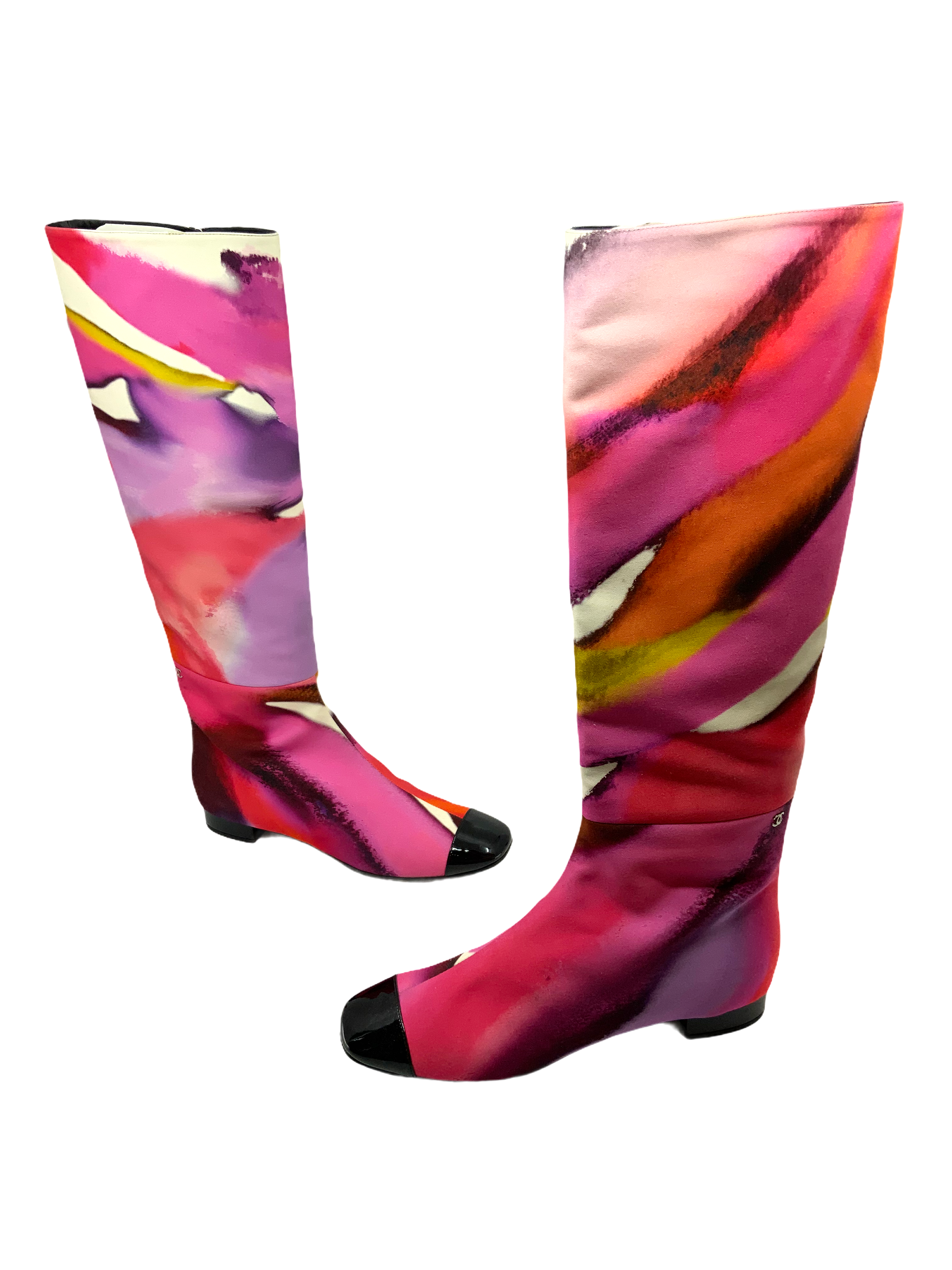 Chanel Tie-Dye Cap Toe Boots for Women Size 11 - Stylish High-End Fashion Boots for Casual Wear & Night Out