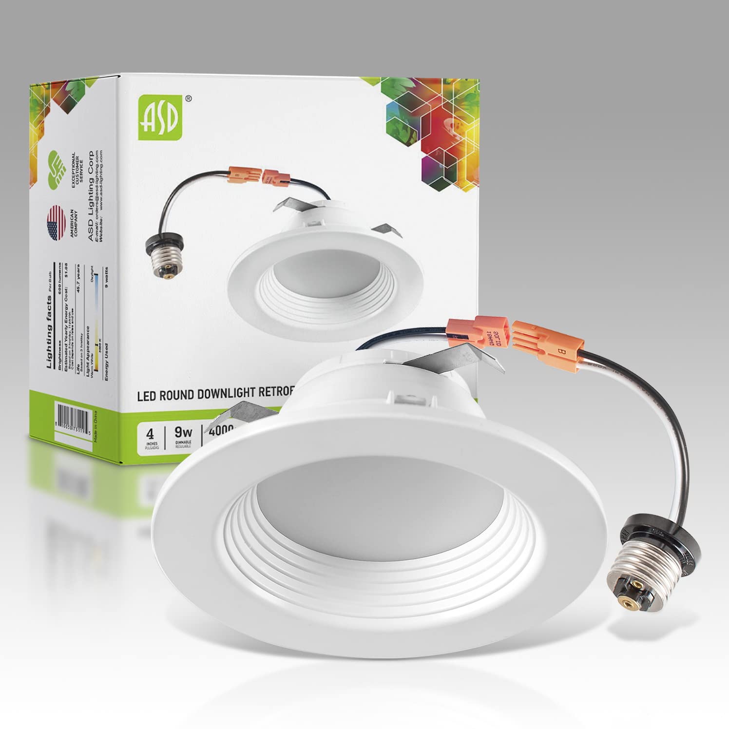 4 Inch LED Recessed Lights - 9W-70W Equivalent, 600LM Dimmable Ceiling Light with Baffle Trim, 4000K Bright White, Wet Rated, Energy Star & ETL Certified (1 Pack) - Perfect for Living Room, Kitchen, Bathroom, and Bedroom Lighting