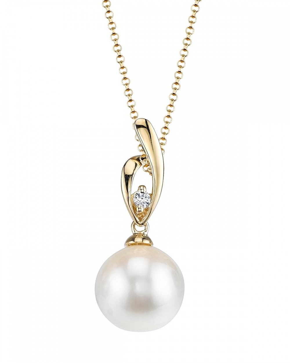 14K Gold Freshwater Cultured Pearl & Diamond Pendant Necklace for Women | Elegant Jewelry Gift for Anniversary, Birthday & Special Occasions