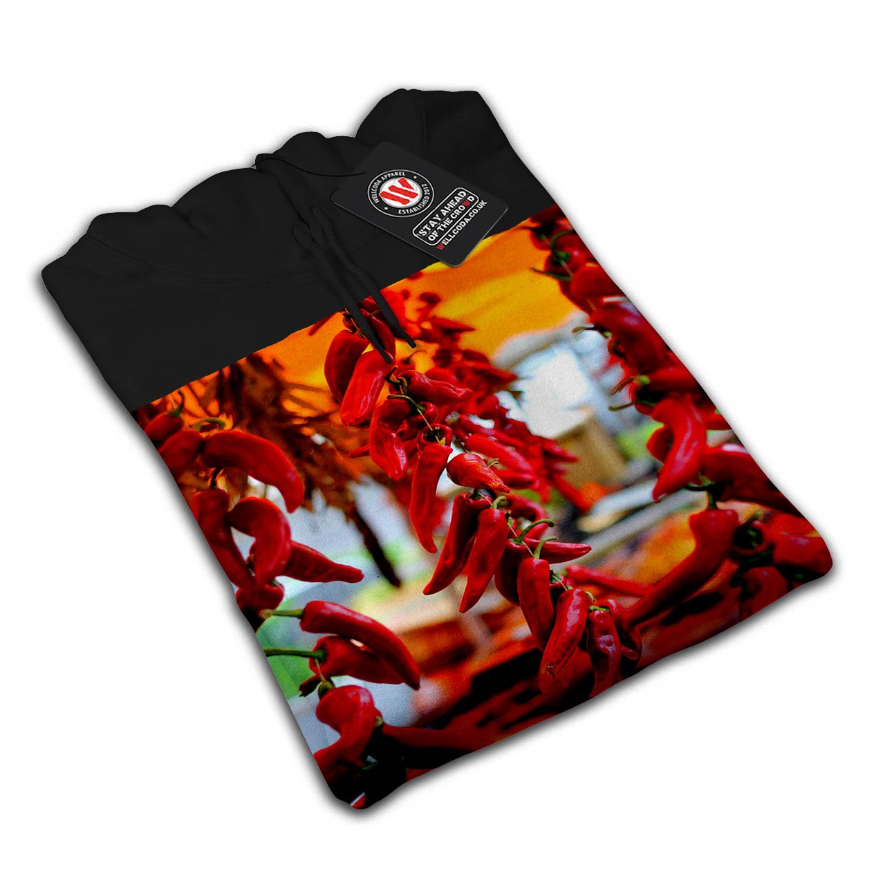 Men's Red Hot Spicy Pepper Hoodie - Chili Print Pullover Sweatshirt with Hood | Casual Streetwear for Winter, Gym & Outdoor Activities