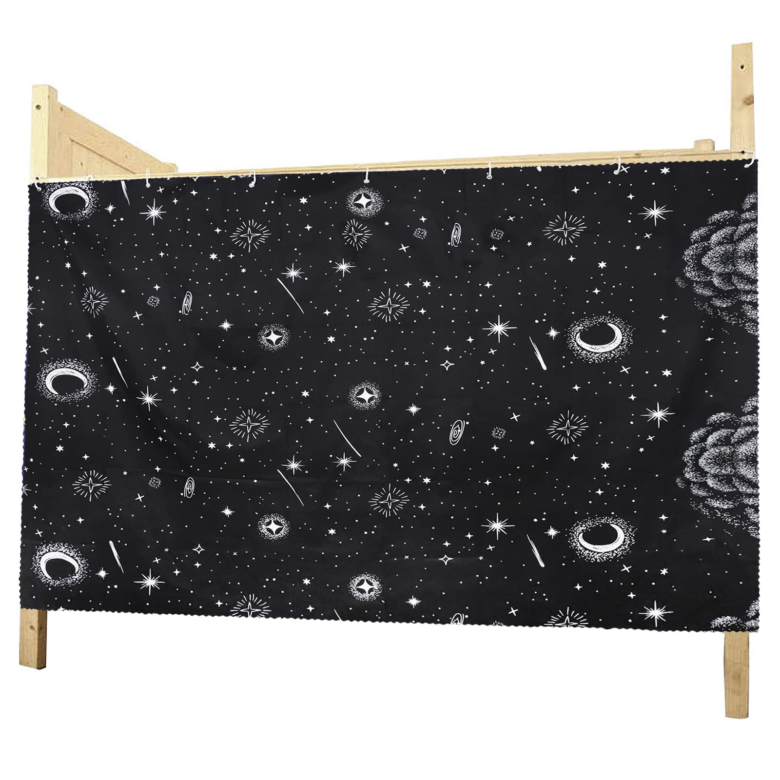 Blackout Bunk Bed Curtain for Dorm Room - Lightproof Privacy Canopy with Dust Protection, 1.2m (Black Galaxy) - Perfect for College Dorms, Shared Rooms & Student Housing Bedding Supplies