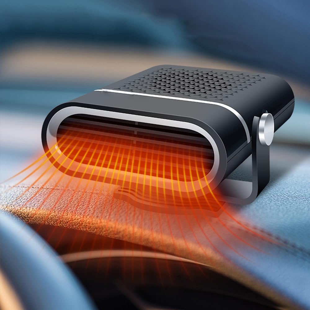 MACHSWON 120W Portable Car Heater - Fast Heating Auto Defroster & Windshield Defogger with 360° Rotation for Cars, Trucks & RVs - Cigarette Lighter Plug-in (Black) | Perfect for Winter Driving, Camping & Emergency Heating