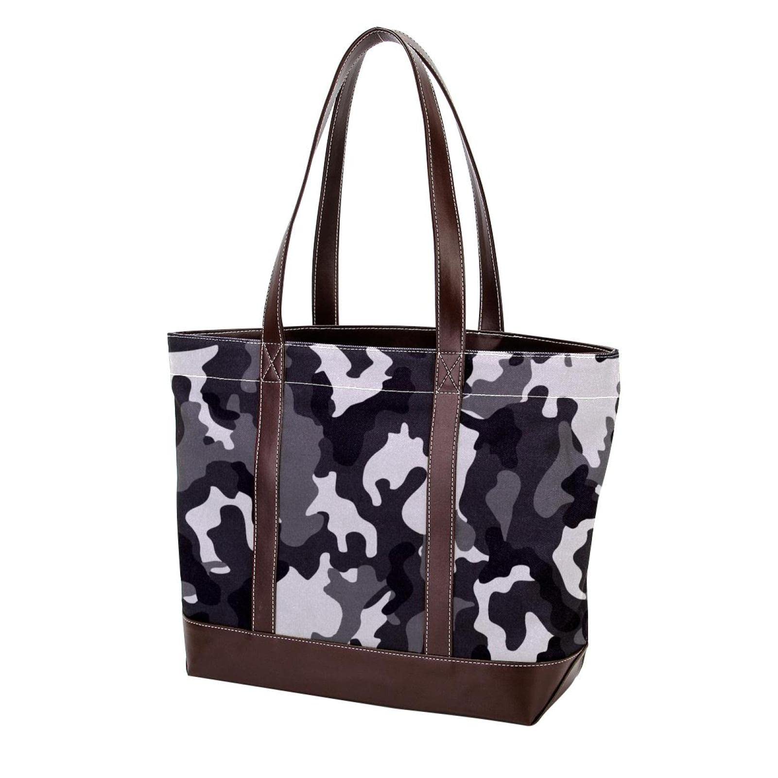 Stylish Golden Monstera Leaves Tote Bag - Large Leather & Canvas Shoulder Bag for Women, Top Handle Satchel Purse - Perfect for Work, Travel & Shopping