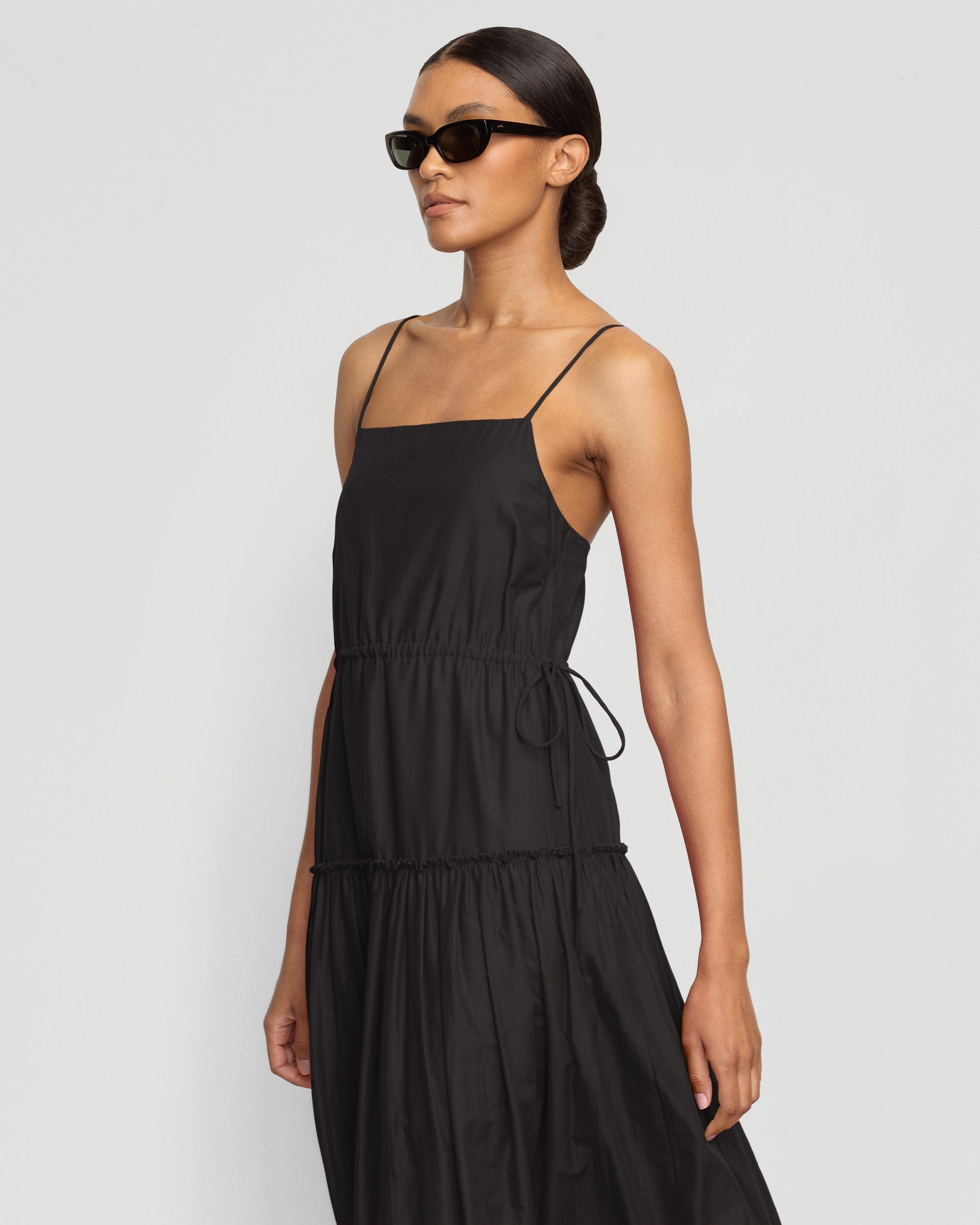 Eco-Friendly Dalia Tie Waist Tiered Cotton Dress for Women | Summer Boho Maxi Dress | Perfect for Beach, Vacation & Casual Outings