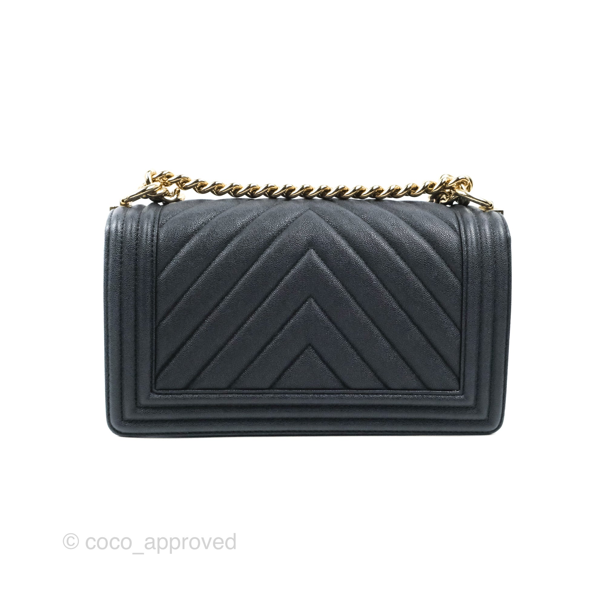 Chanel Chevron Medium Boy Bag in Dark Navy Caviar Leather with Gold Hardware - Luxury Crossbody Bag for Women, Perfect for Date Night & Evening Events