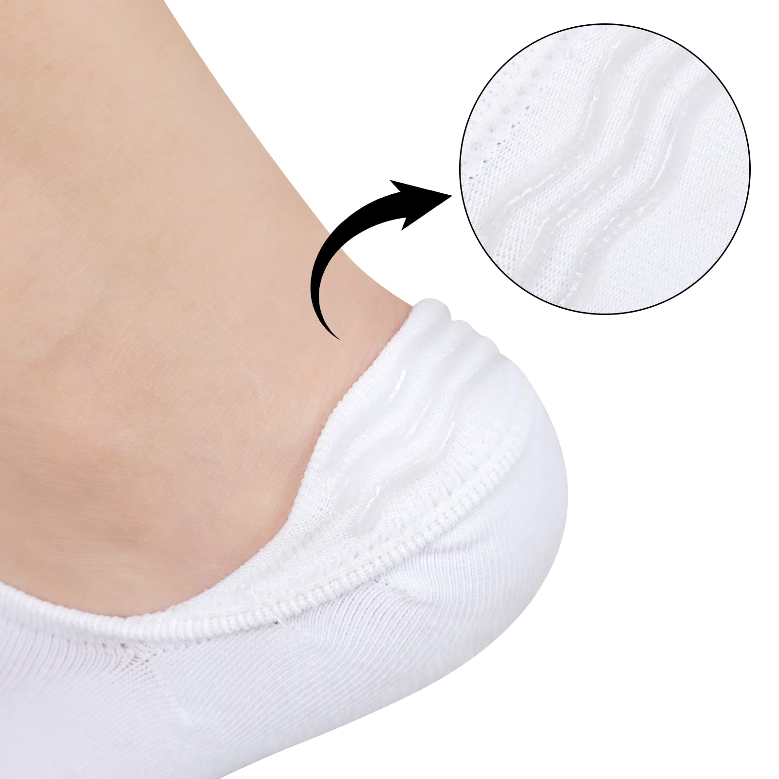 GUUNIEE Women's No Show Socks 6 Pairs - Invisible Low Cut Non Slip for Sneakers & Flats