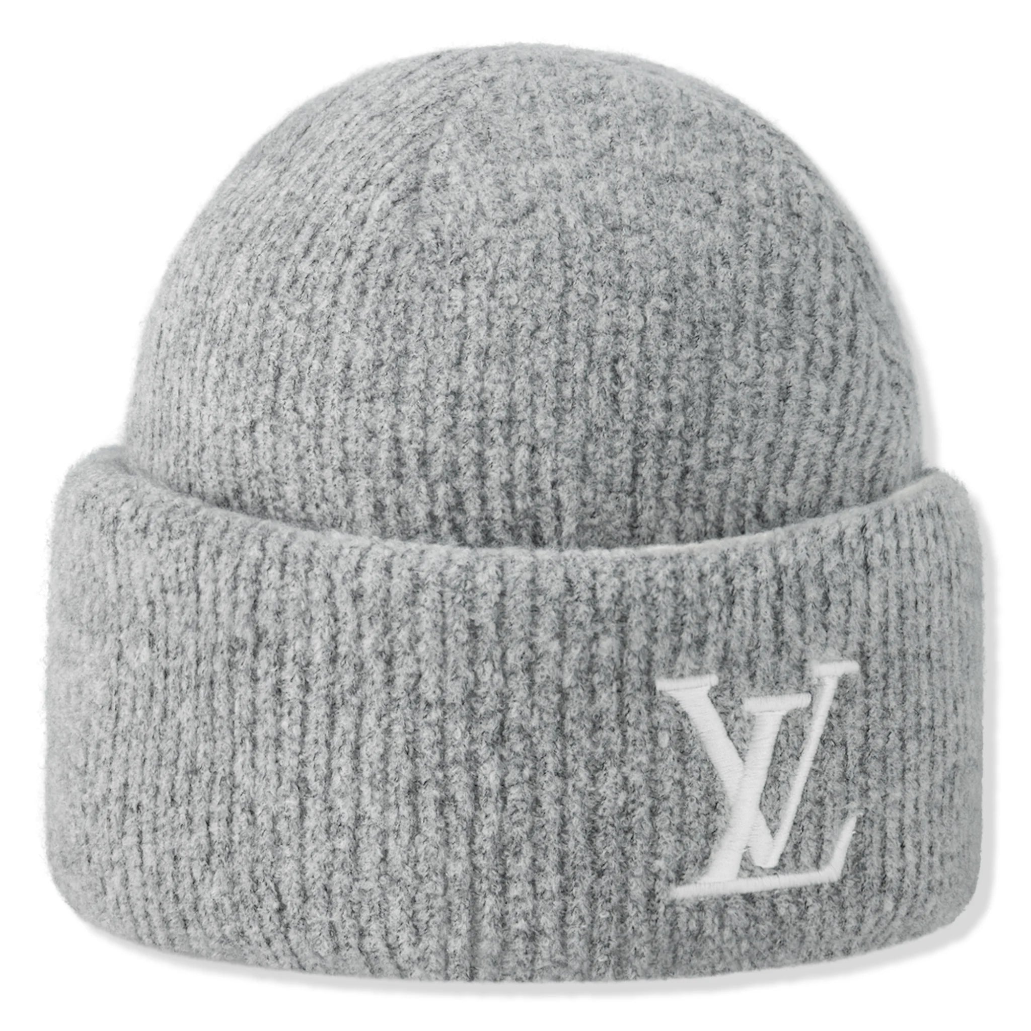 Louis Vuitton Damoflage Pearls Crush Reversible Light Grey Beanie Hat - Luxury Winter Accessory for Women, Fashionable Unisex Design for Cold Weather & Street Style