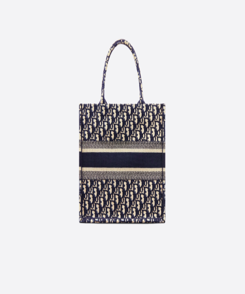 Dior Book Tote Bag - Embroidered Canvas Blue Dior Oblique Pattern Luxury Handbag for Women | Perfect for Travel, Work & Everyday Use