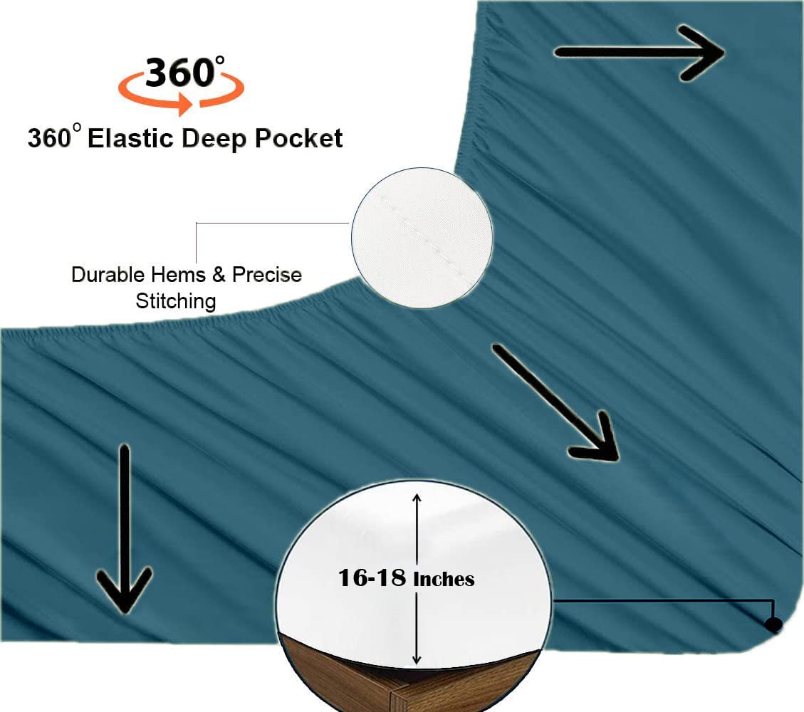 Luxury 4-Piece Queen Size Sheet Set - 100% Egyptian Cotton, Soft & Breathable Bed Sheets with 16-18