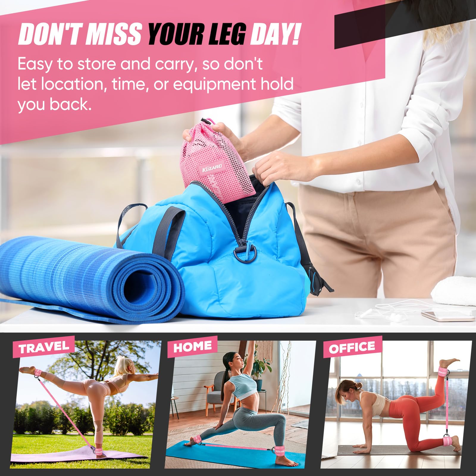 **Ankle Resistance Bands with Cuffs – Workout Bands for Legs & Glutes – Fitness Training Equipment for Kickbacks, Hip Exercises & Butt Lift – Ideal for Women’s Home & Gym Workouts**