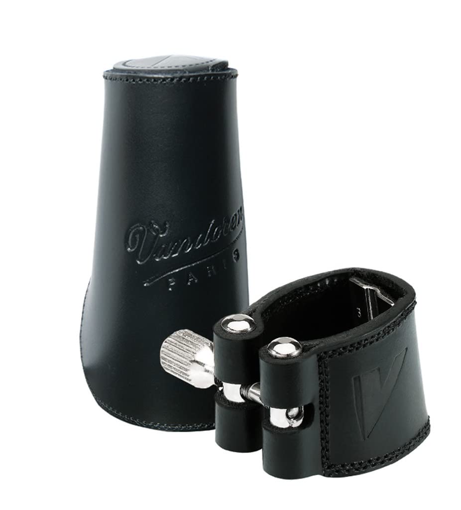 Vandoren LC23L Alto Clarinet Leather Ligature & Cap with 3 Interchangeable Pressure Plates - Premium Clarinet Accessories for Professional Musicians & Students - Perfect for Jazz, Classical & Band Performances
