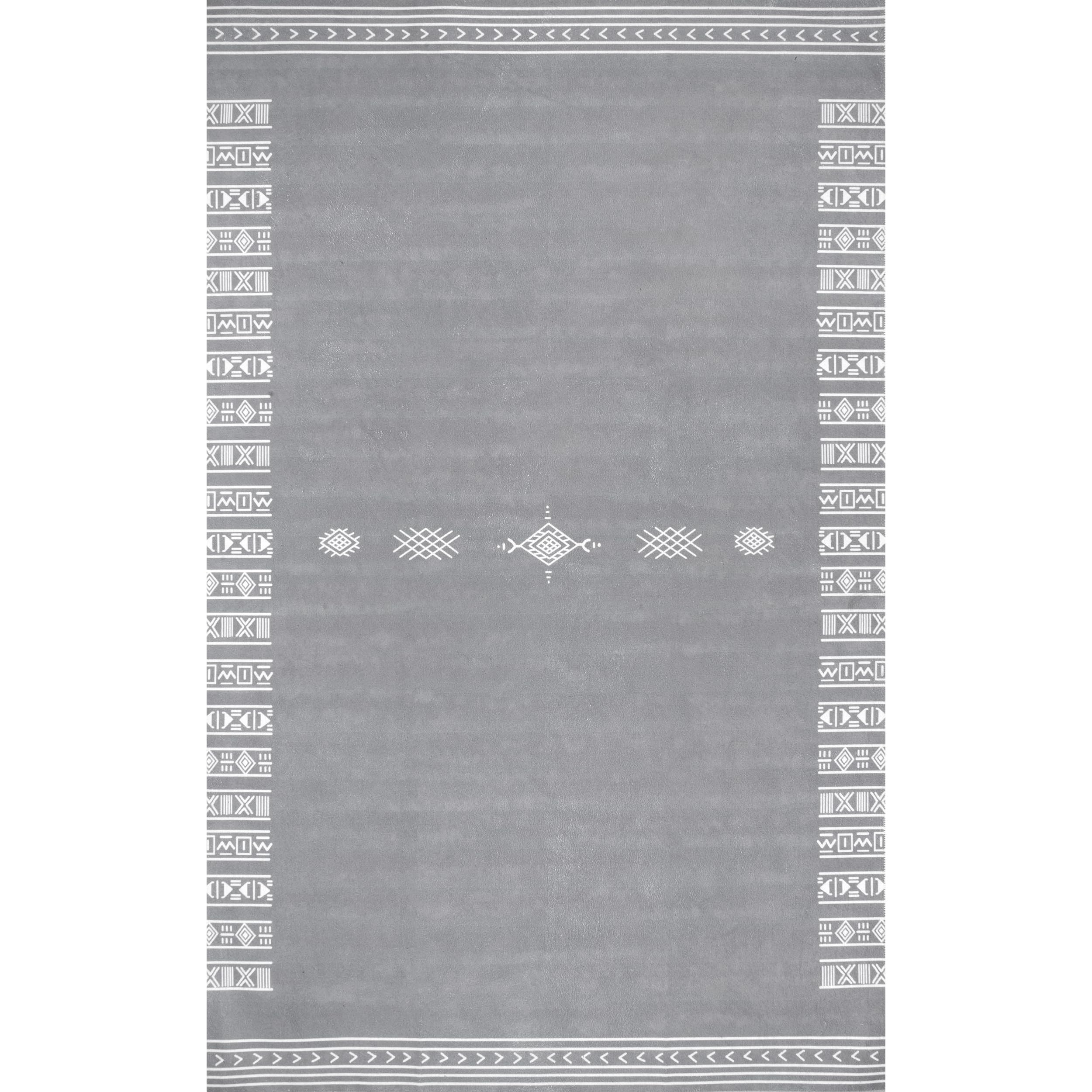 nuLOOM Arina Washable Tribal Area Rug 8' x 10' Grey - Ultra Thin Global Inspired Design for Living Room, Bedroom & Dorm Decor