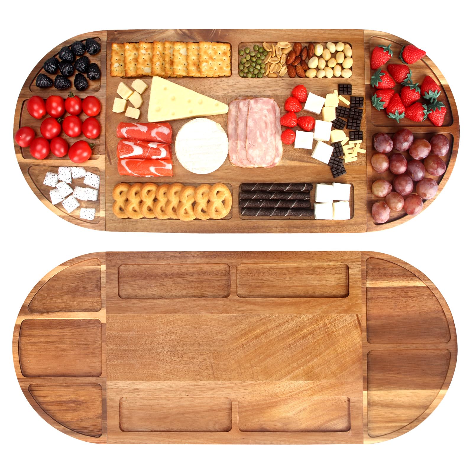 28x12 Inch Extra Large Wooden Charcuterie Board Set - 3-Piece Magnetic Cheese Serving Tray with Acacia Wood Platter for Charcuterie, Cheese & Meat | Perfect for Entertaining, Housewarming Gifts & New Home Gifts for Women