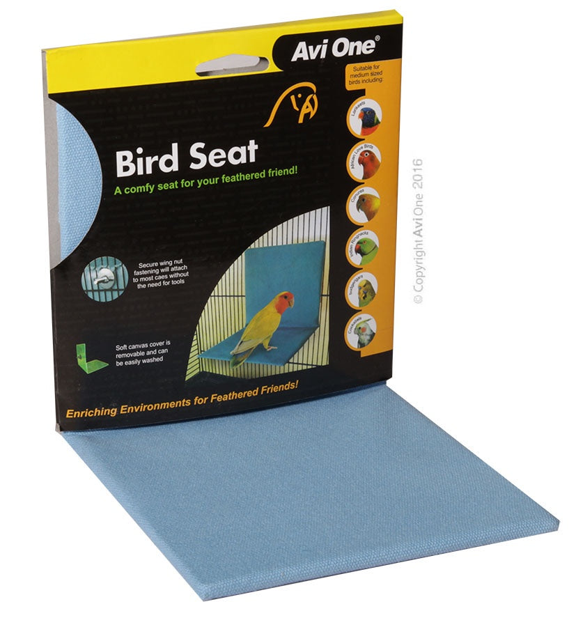 Avi One Bird Seat Perch Blue - Comfortable & Safe Bird Perch for Parrots, Cockatiels & Small Birds - Perfect for Cages, Playstands & Bird Gyms
